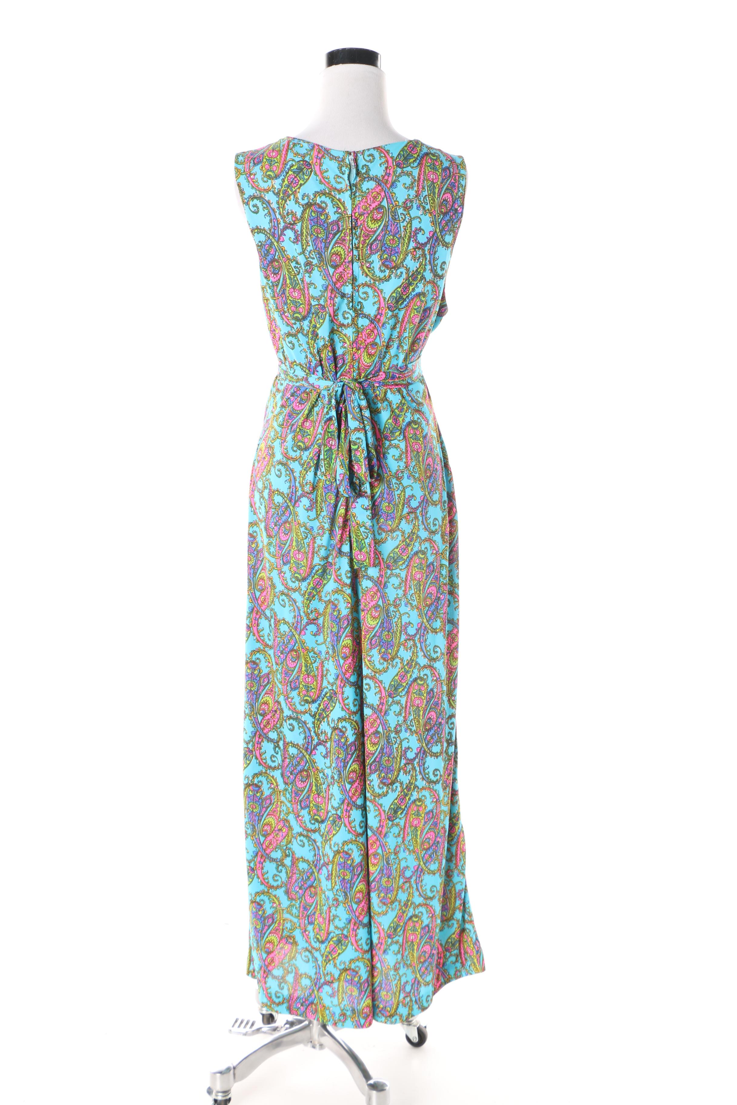 Women's 1960s Vintage Paisley Print Jumpsuit by Norman for At Home Wear