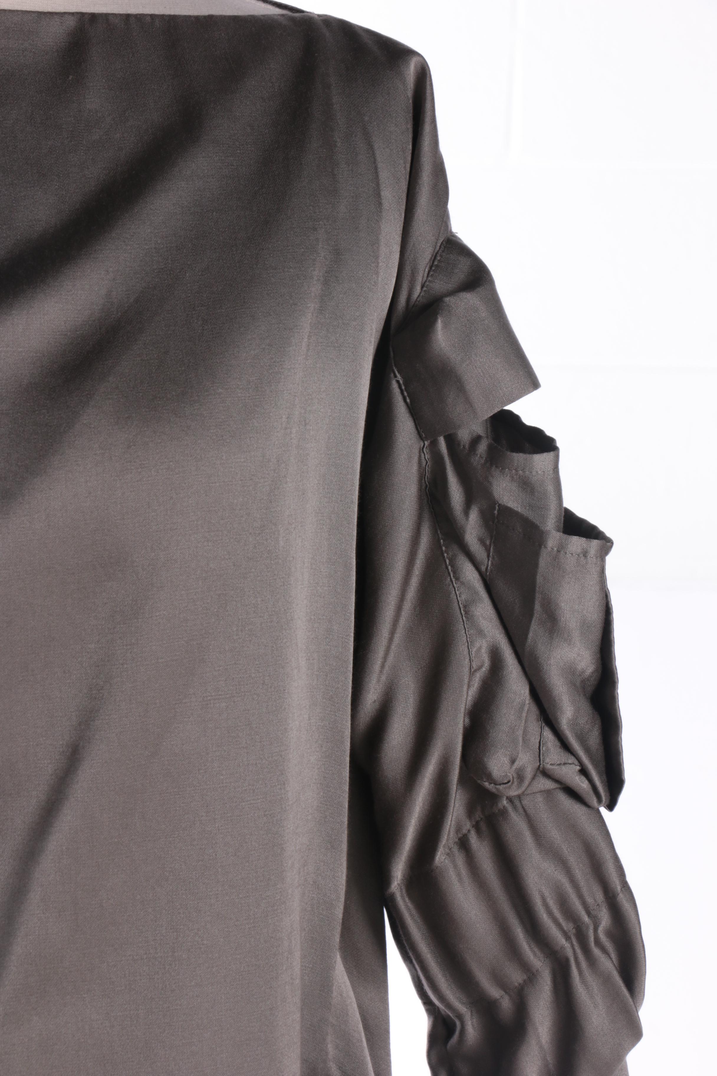 Haider Ackermann Silver Silk Midi Cocktail Dress