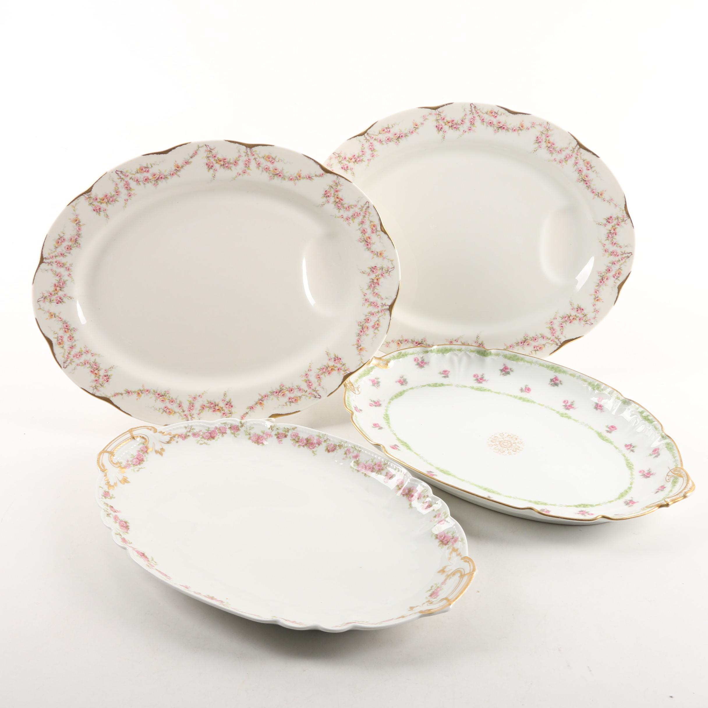 Vintage Theodore Haviland "Varenne" and GDA Limoges Porcelain Platters