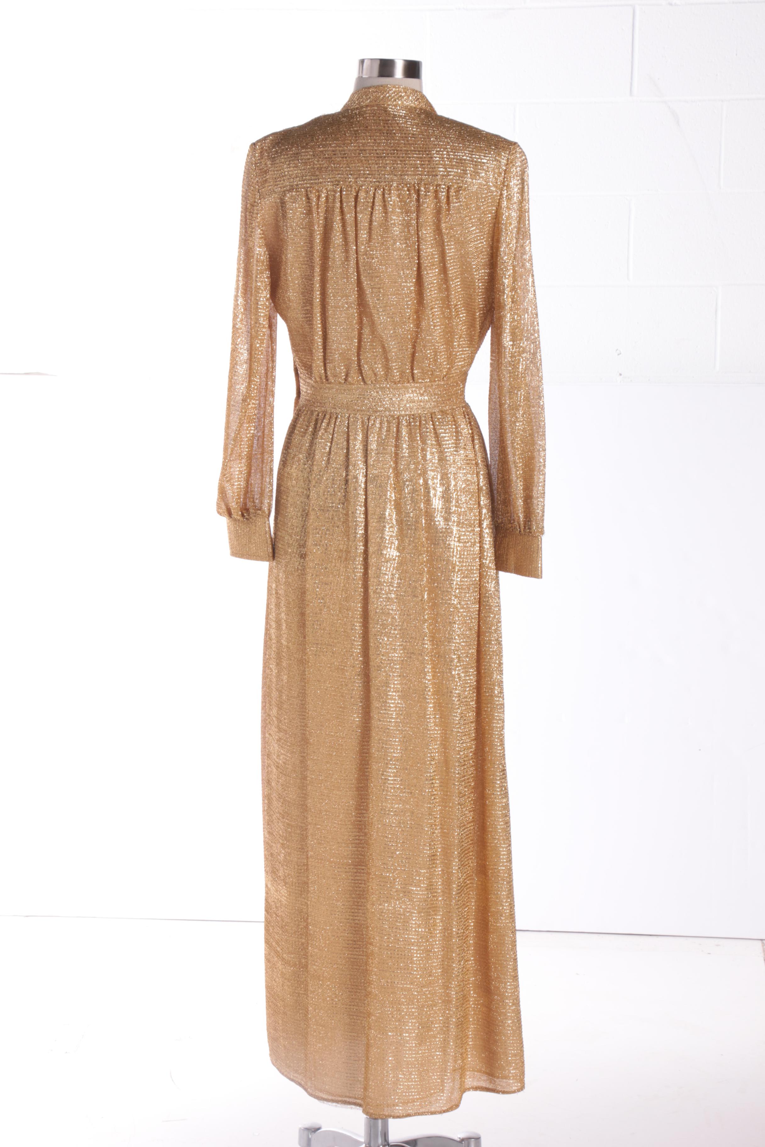 1970s Gold Lamé  Maxi Dresses Including Halston IV