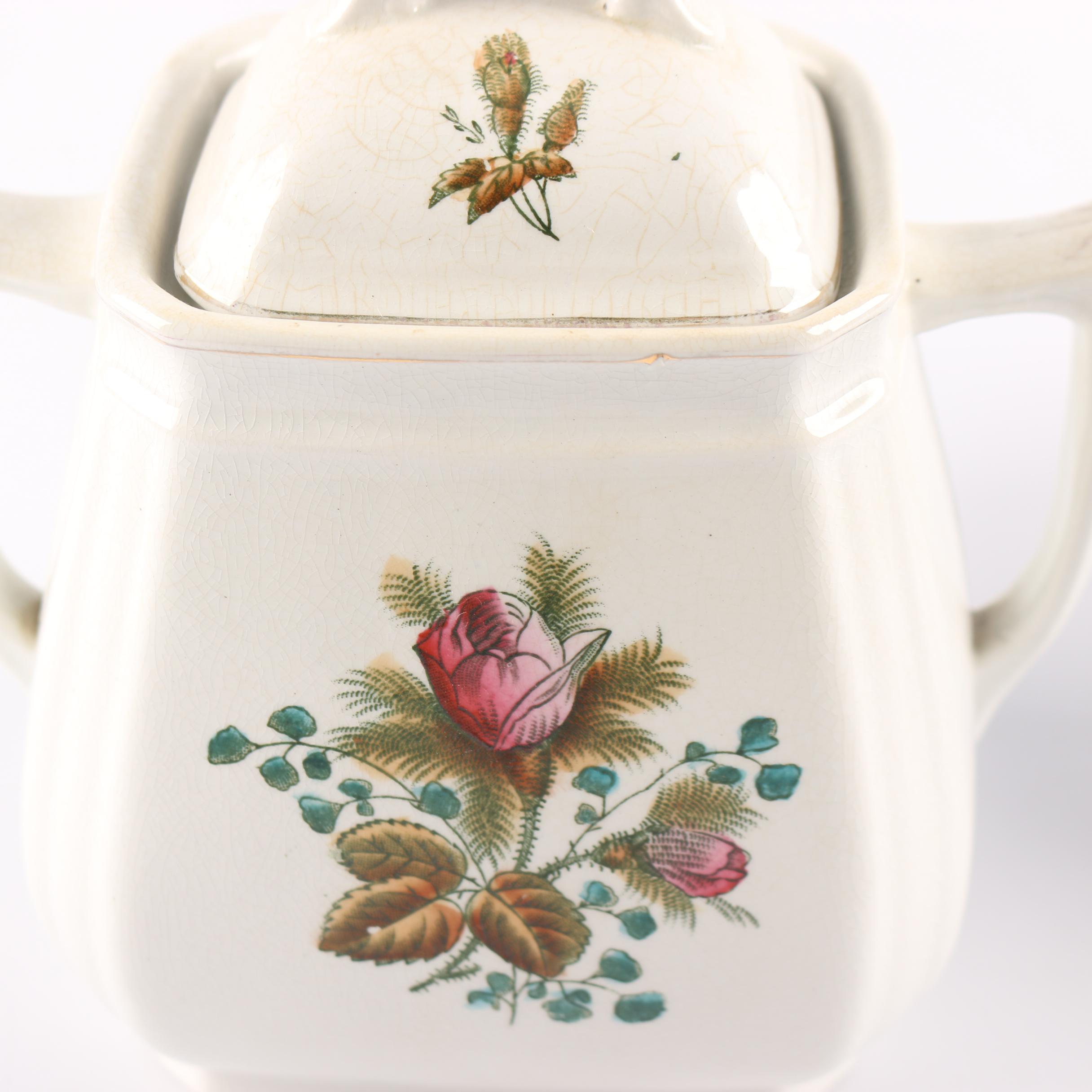 Antique Alfred Meakin Ironstone China "Moss Rose" Serving Dishes