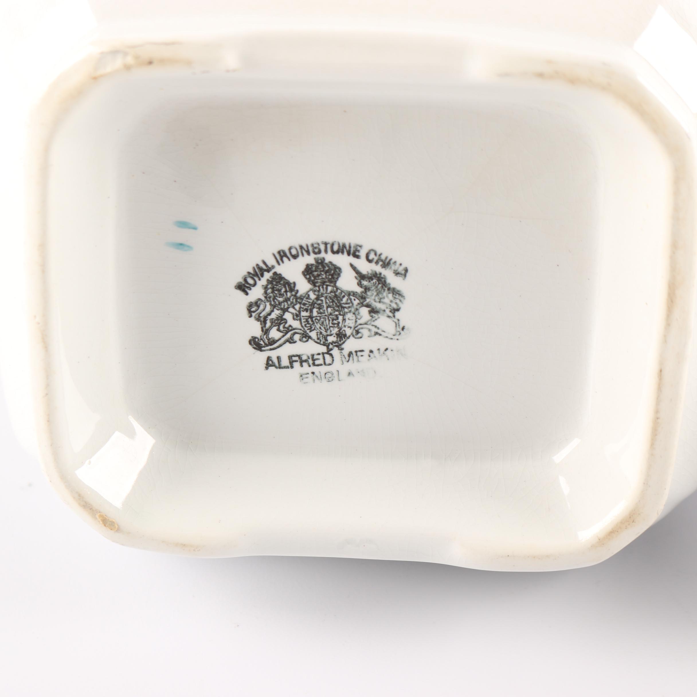 Antique Alfred Meakin Ironstone China "Moss Rose" Serving Dishes