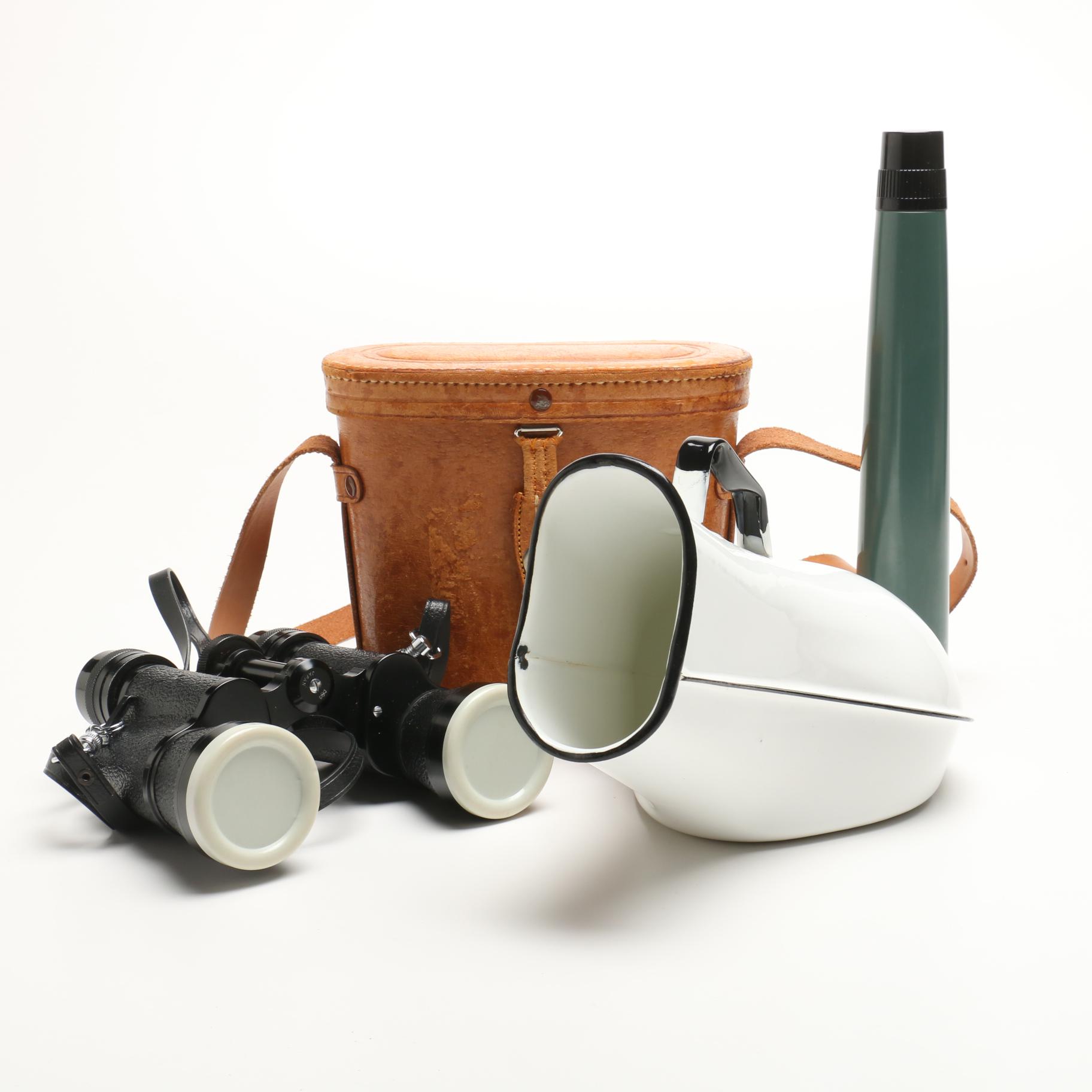 Binoculars and Portable Urinal