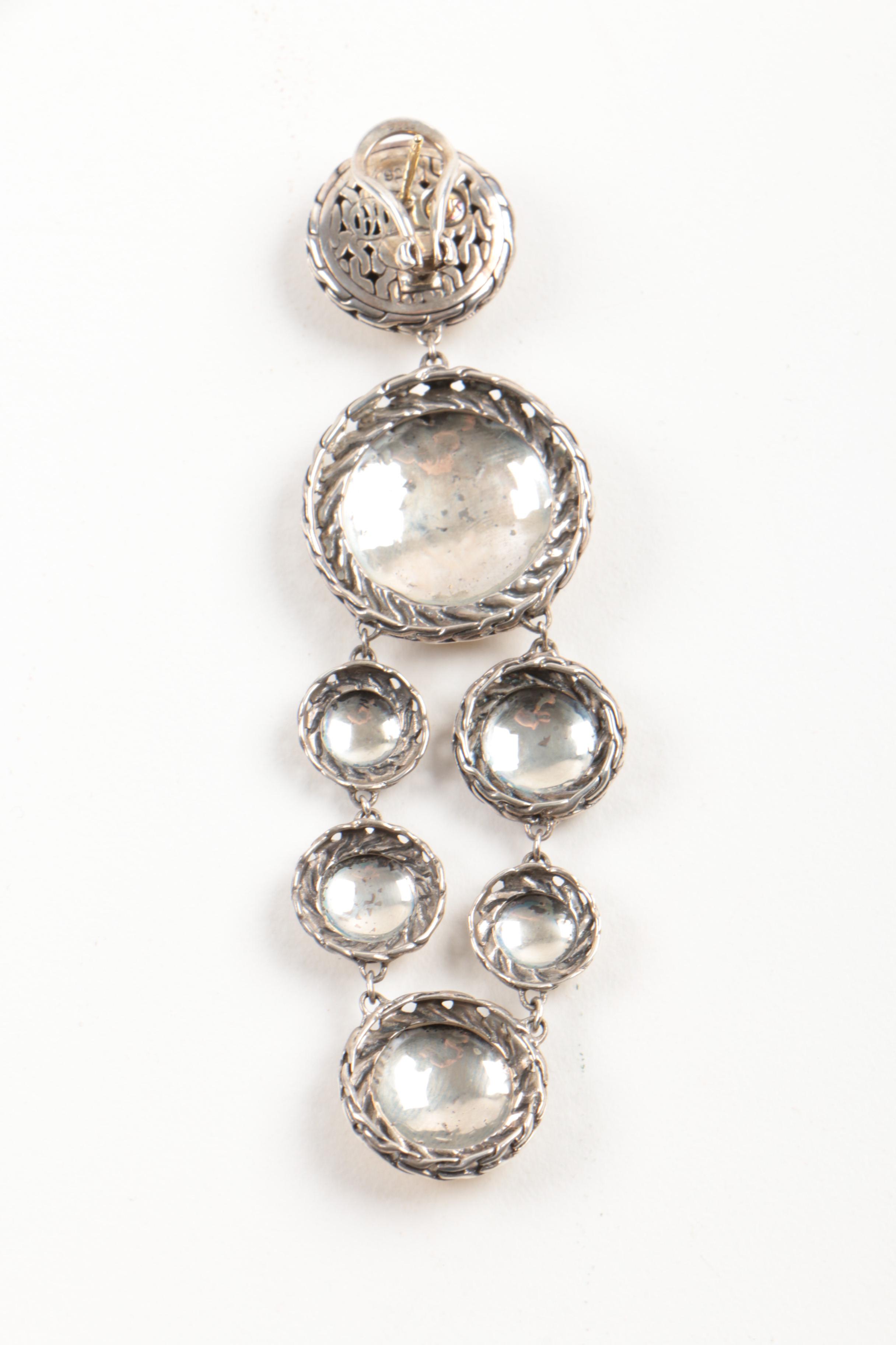 John Hardy "Palu" Sterling Silver with 22K Yellow Gold Hammered Earrings