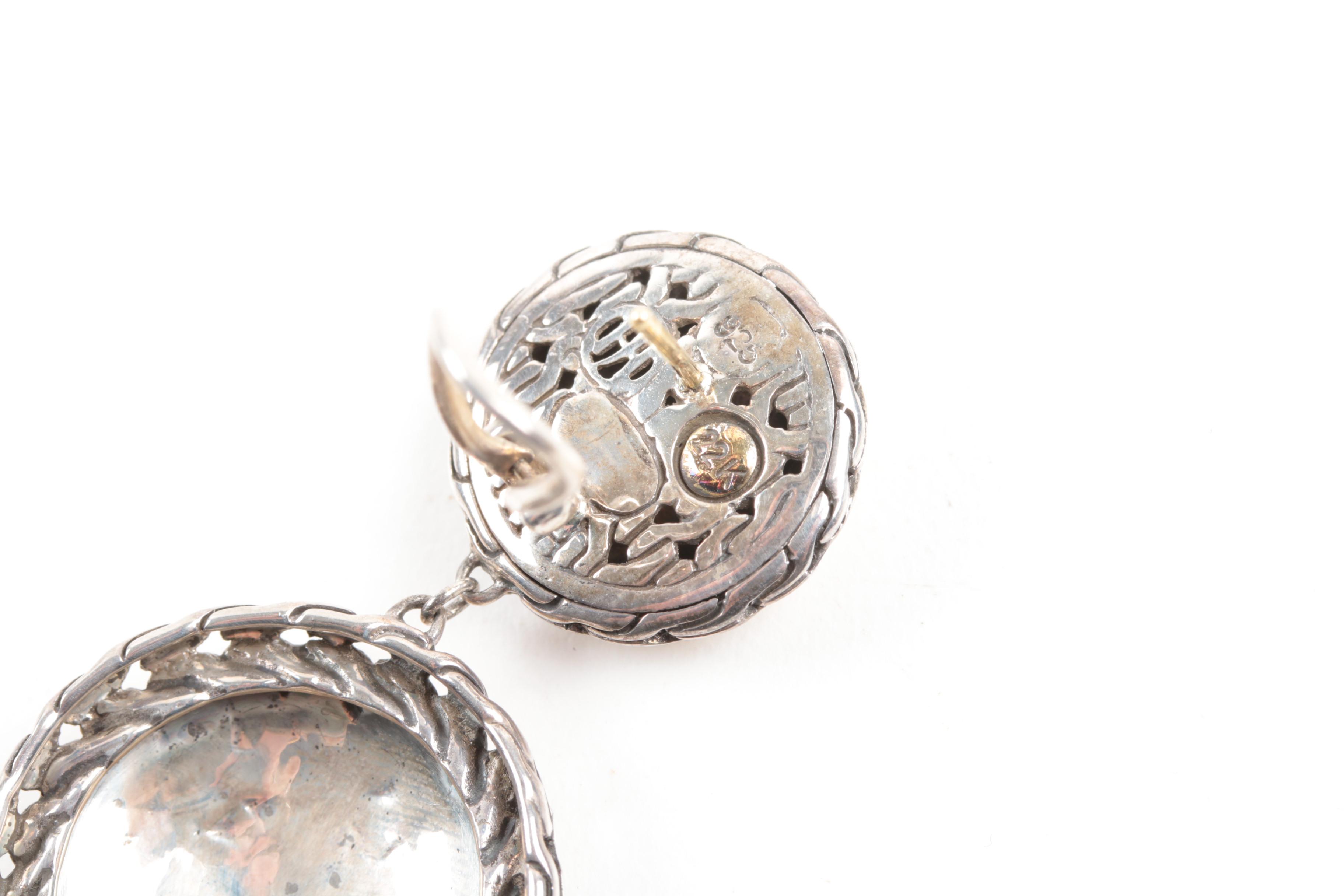 John Hardy "Palu" Sterling Silver with 22K Yellow Gold Hammered Earrings