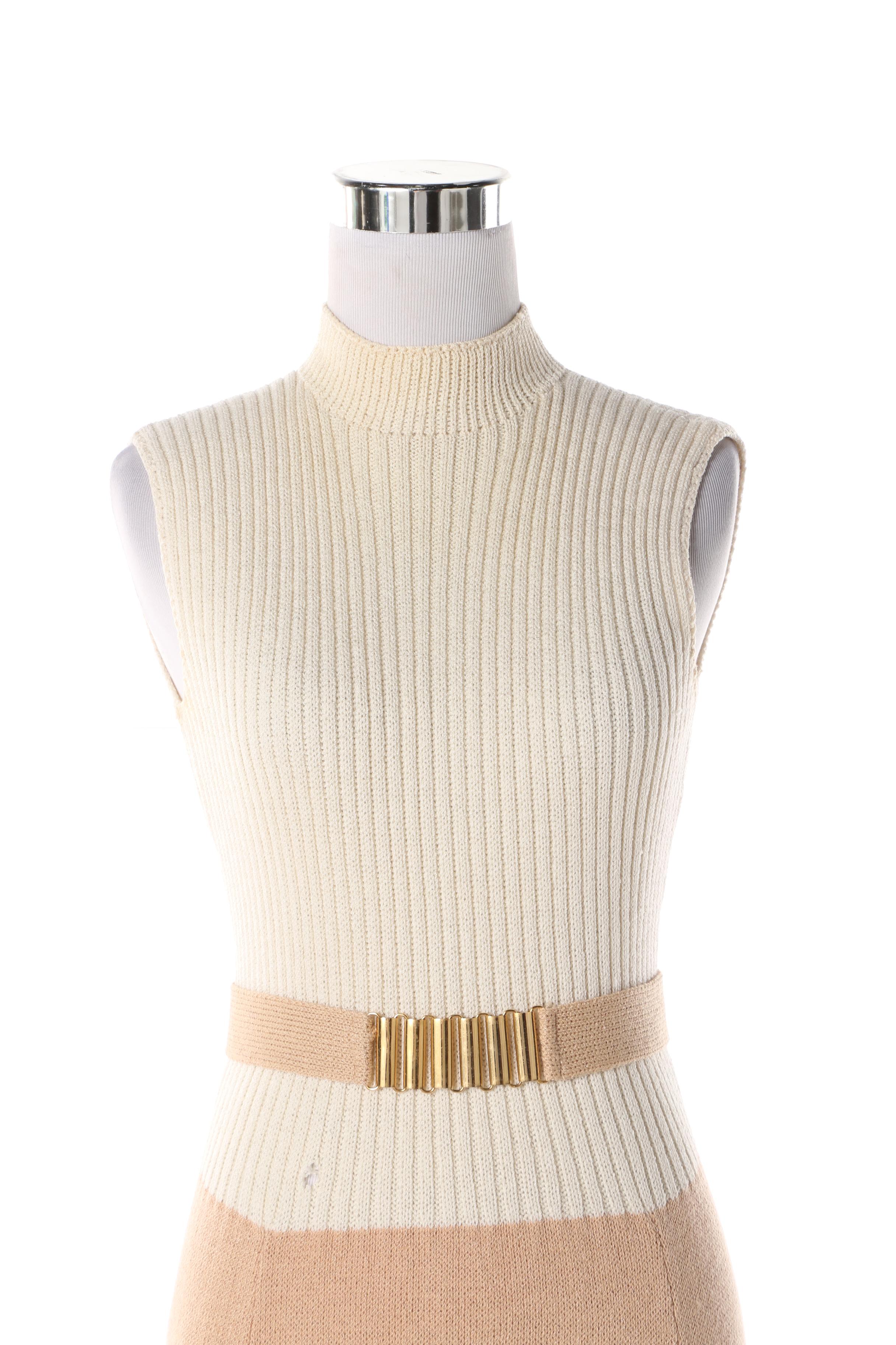 Women's 1970s St. John Knits for Palais Royal Tan Knit Dress Suit