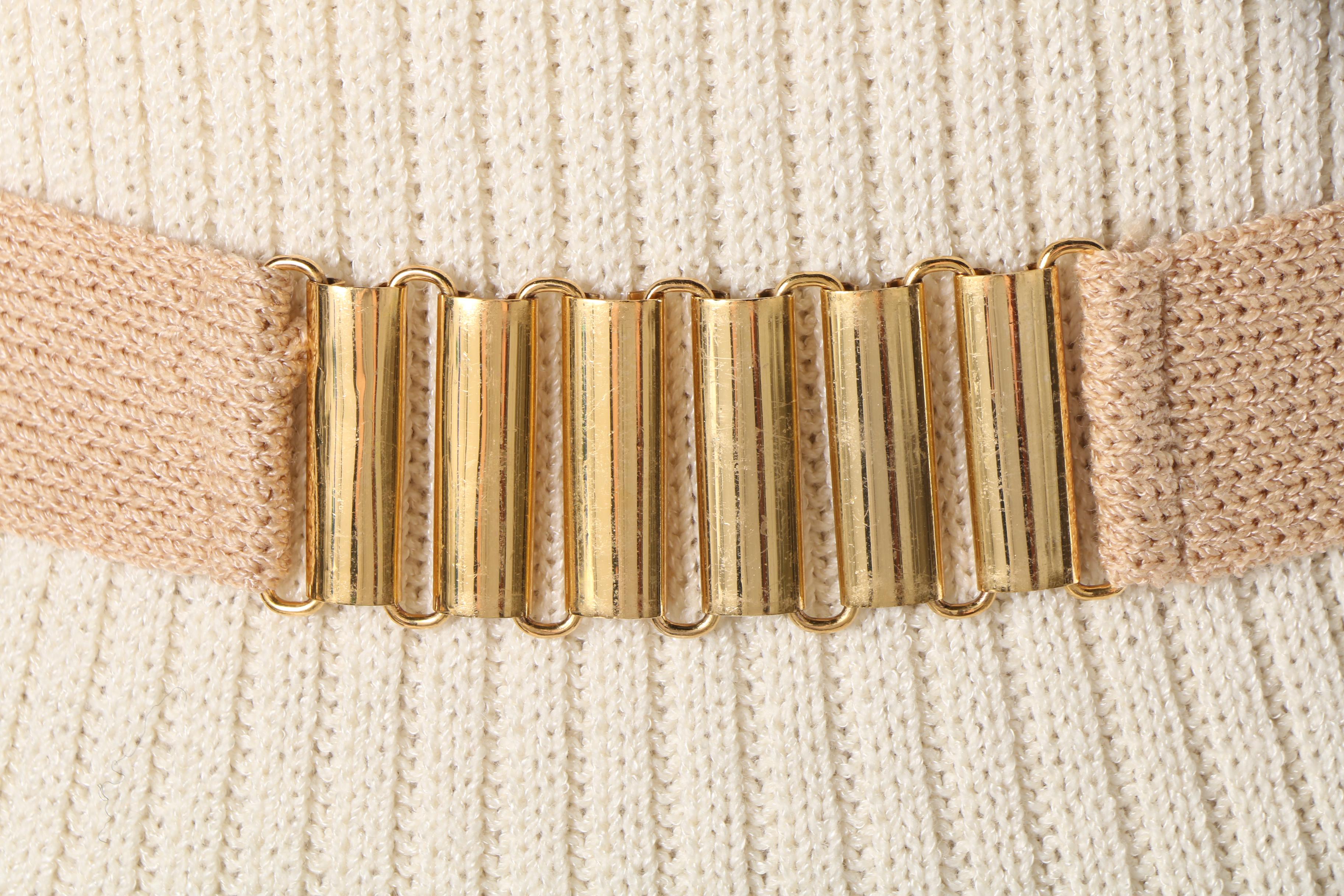 Women's 1970s St. John Knits for Palais Royal Tan Knit Dress Suit