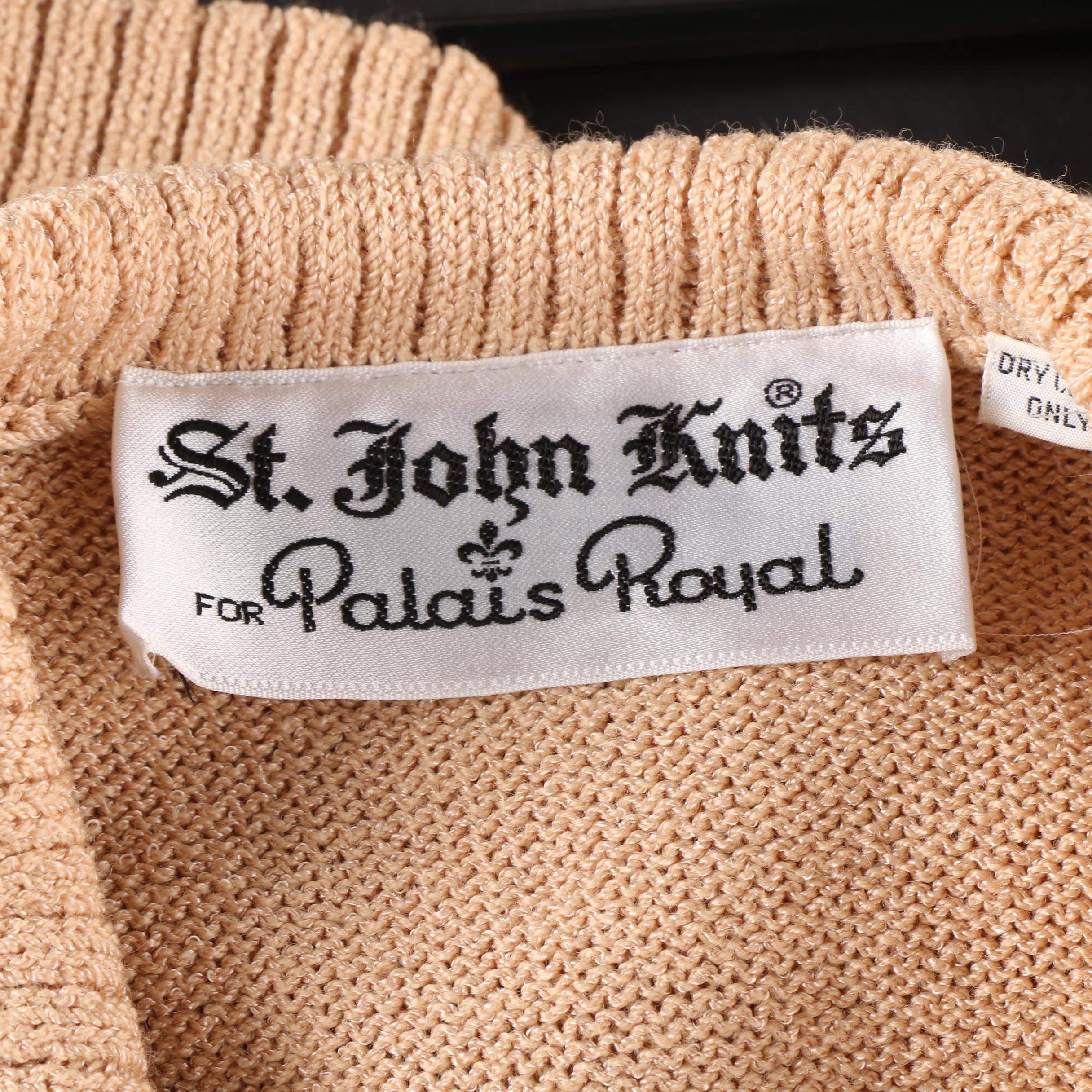 Women's 1970s St. John Knits for Palais Royal Tan Knit Dress Suit