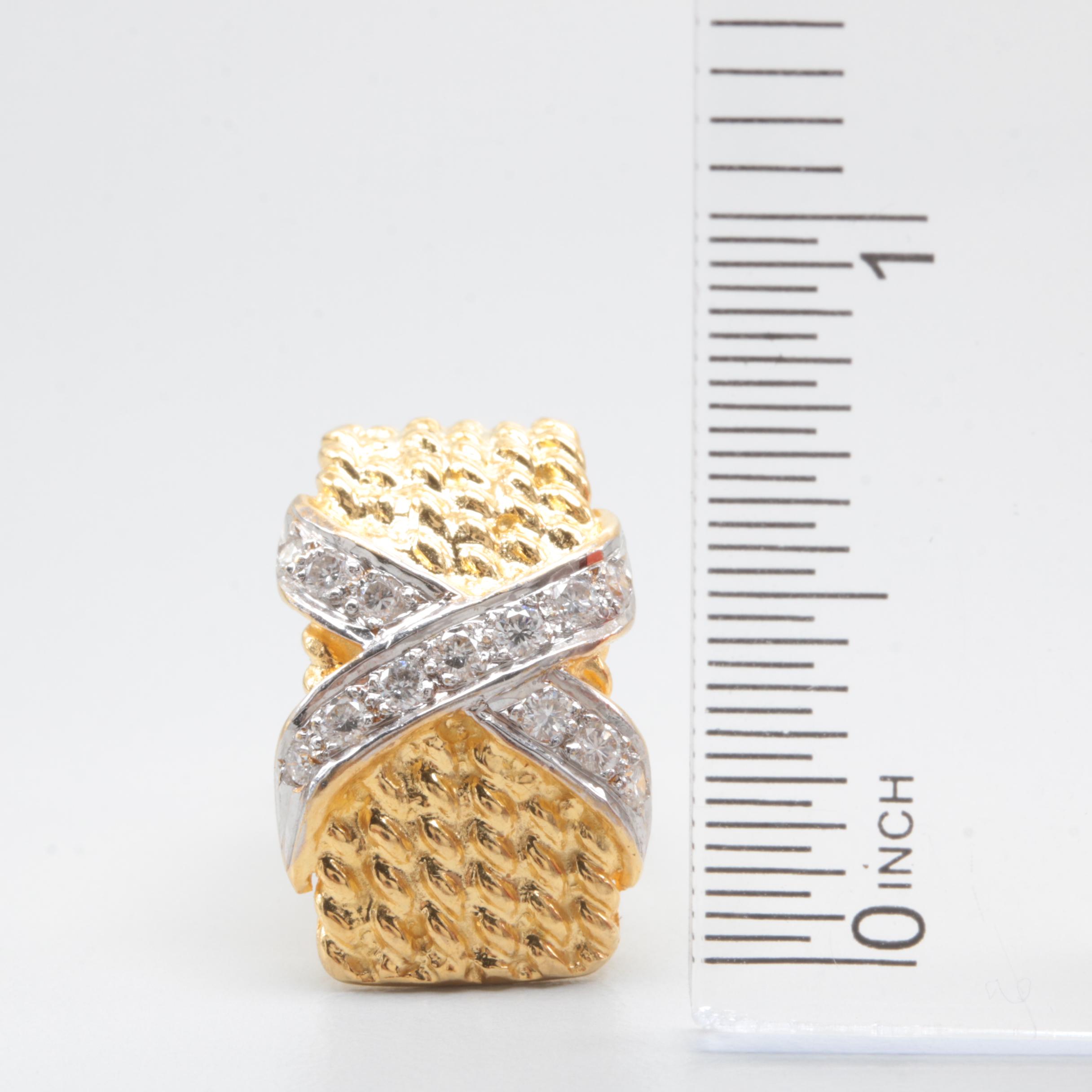 18K Yellow Gold Diamond Omega Back Earrings