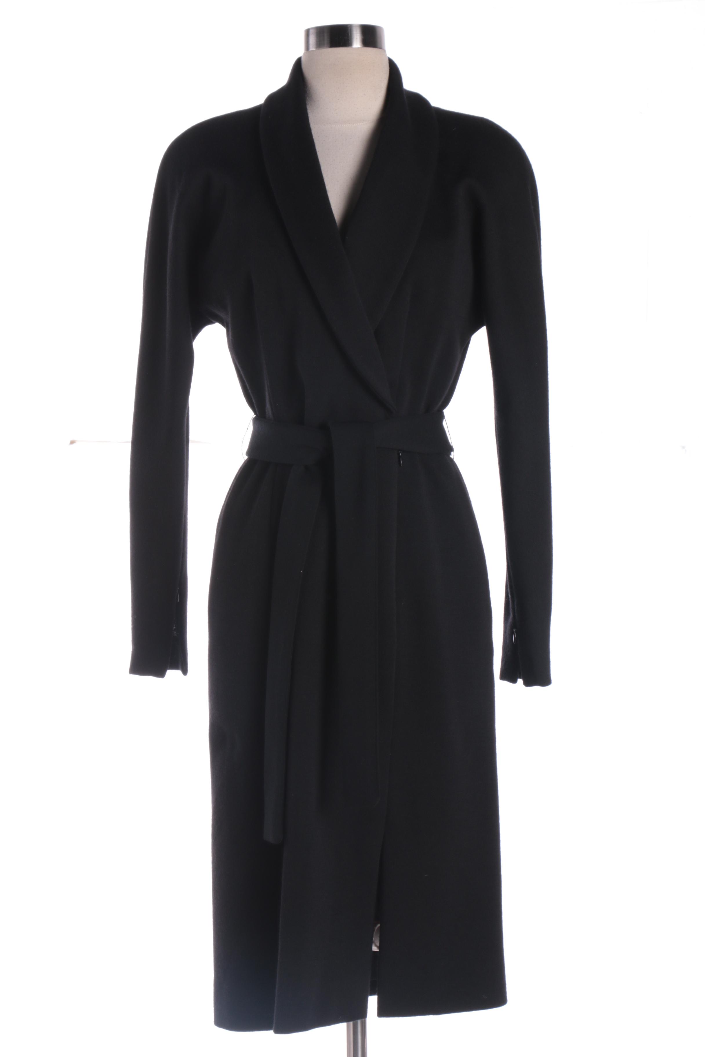 1980s Carolyne Roehm Black Wool and Silk Knit Dress with Other