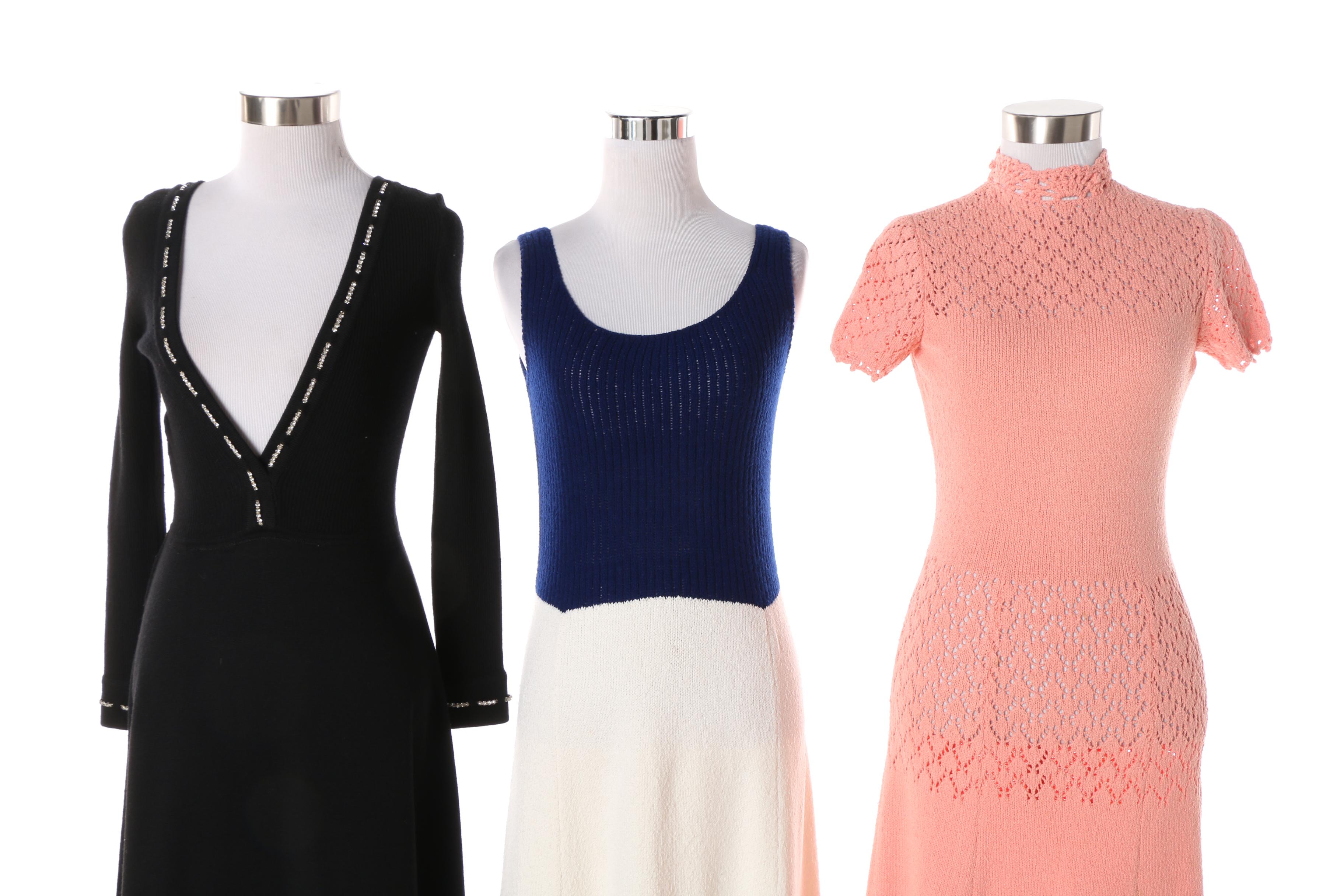 Women's 1970s Vintage Knit Maxi Dresses