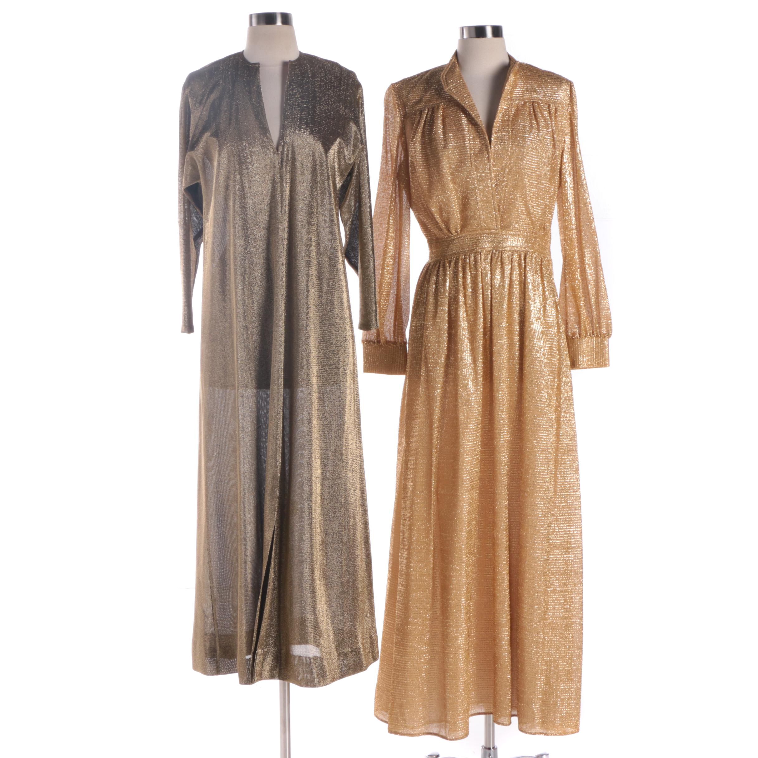 1970s Gold Lamé  Maxi Dresses Including Halston IV