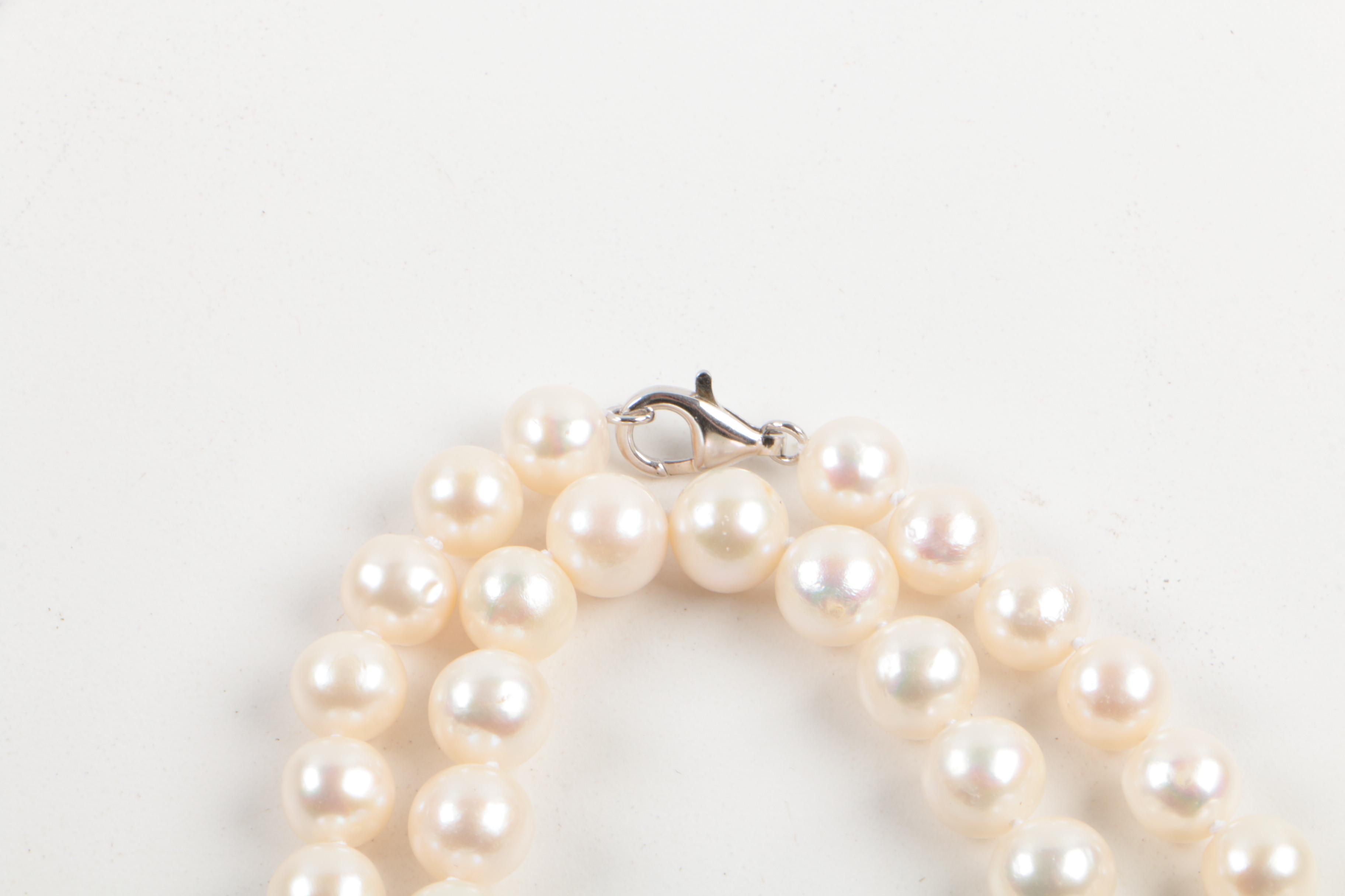 Sterling Silver Cultured Pearl Rope Length Necklace
