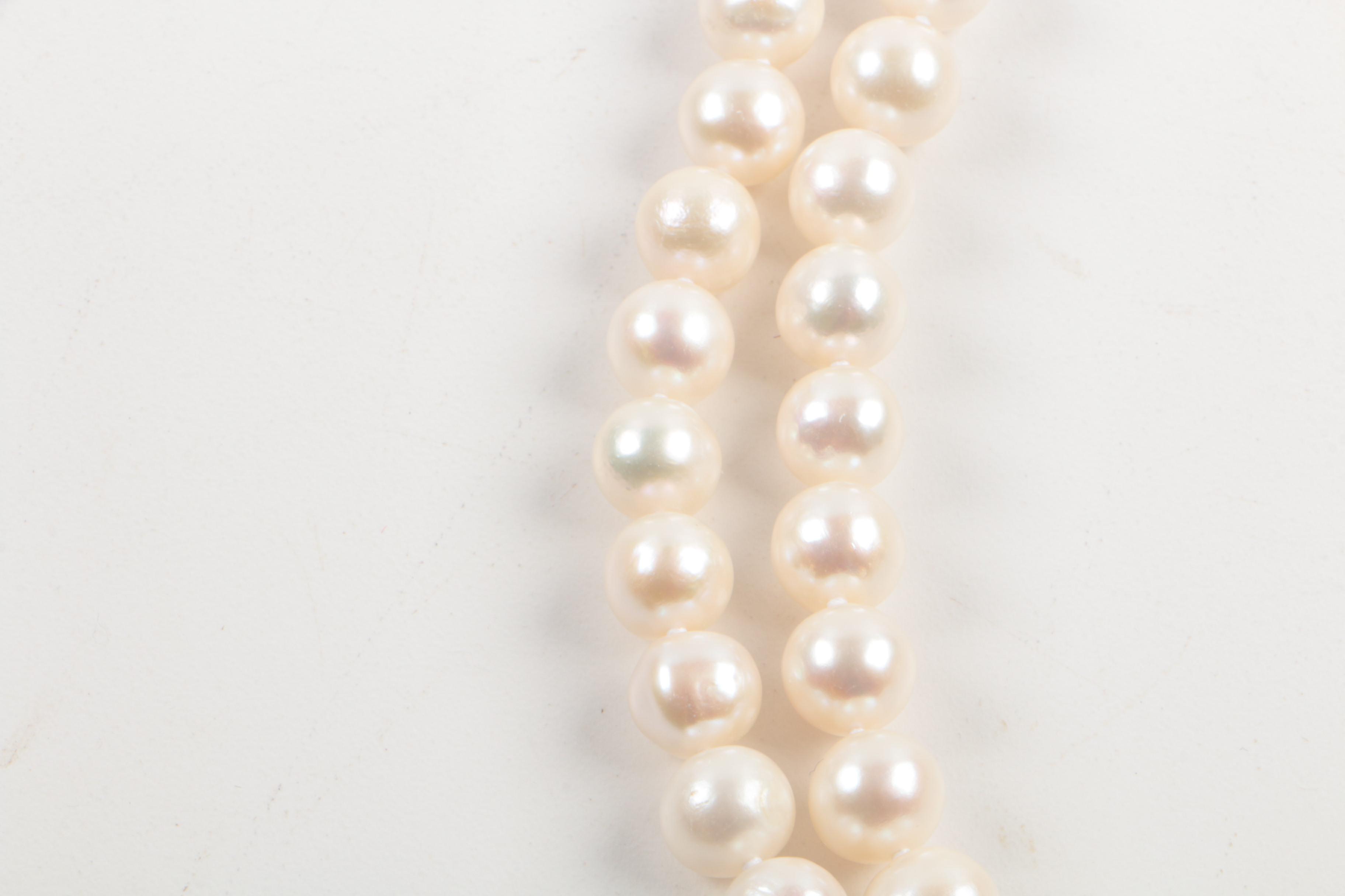 Sterling Silver Cultured Pearl Rope Length Necklace