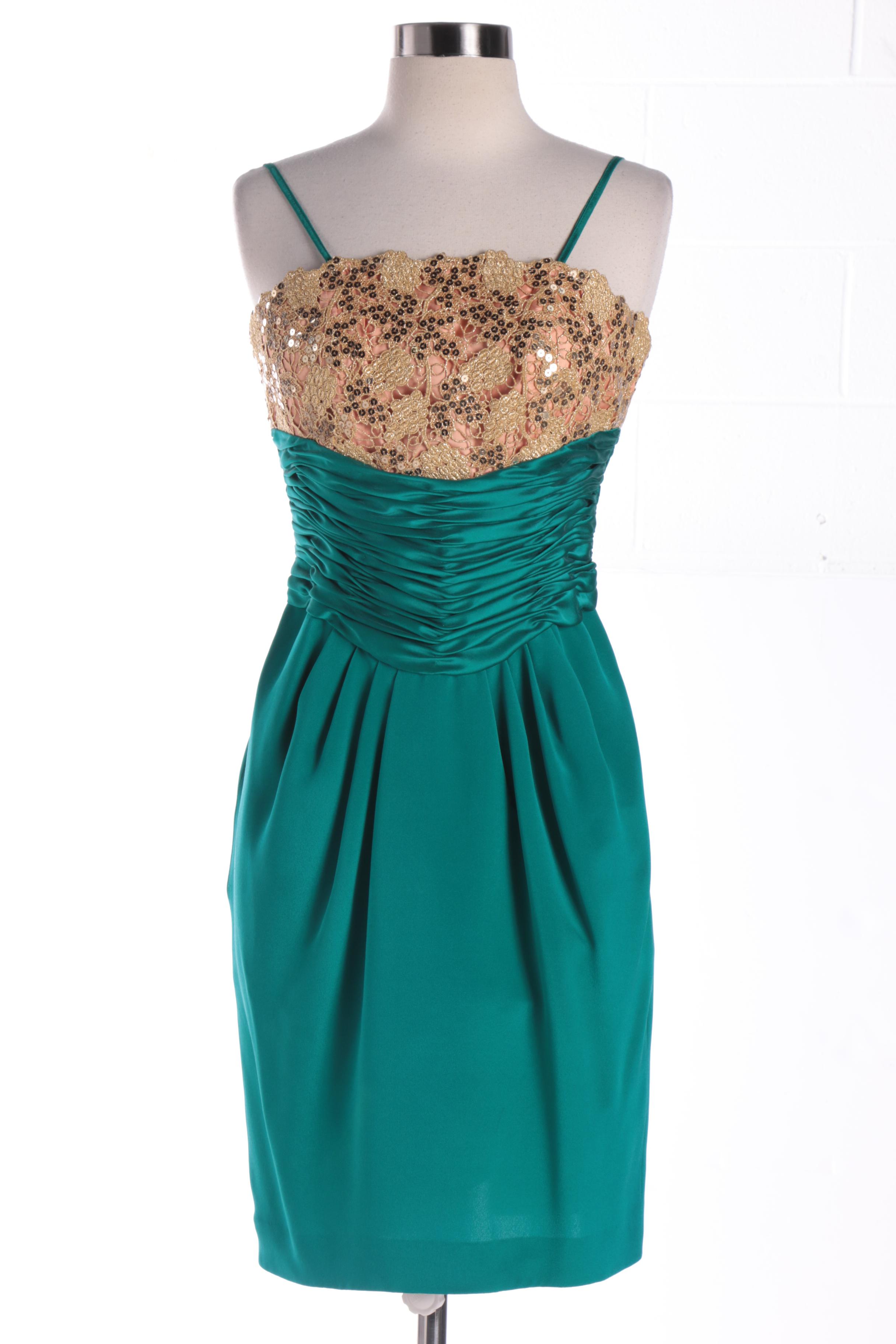 Women's 1980s Liancarlo Silk Cocktail Dress and Brocade Jacket