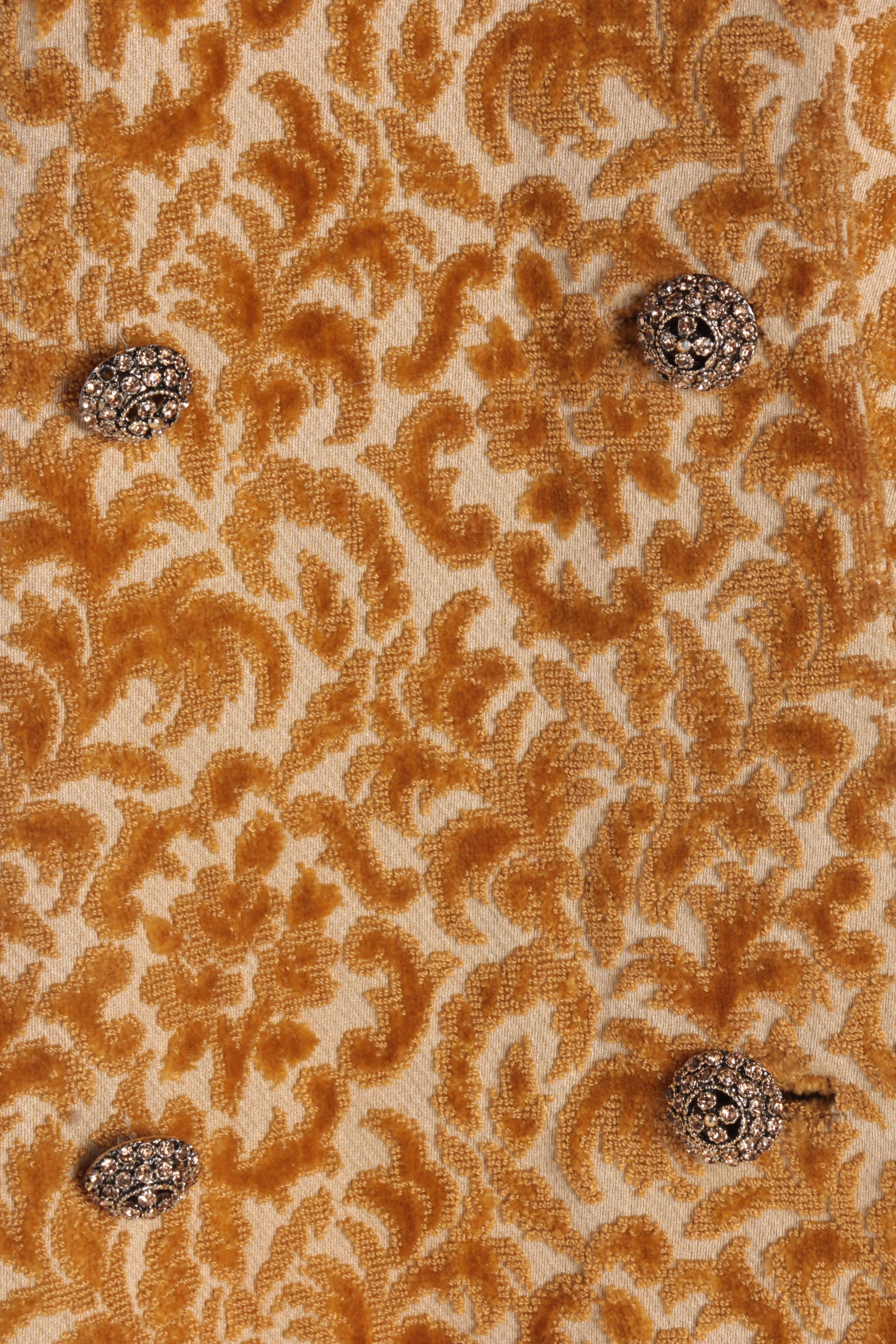 Women's 1960s Lilli Ann Gold Tone Velvet Carpetbag Coat with Mink Fur Collar