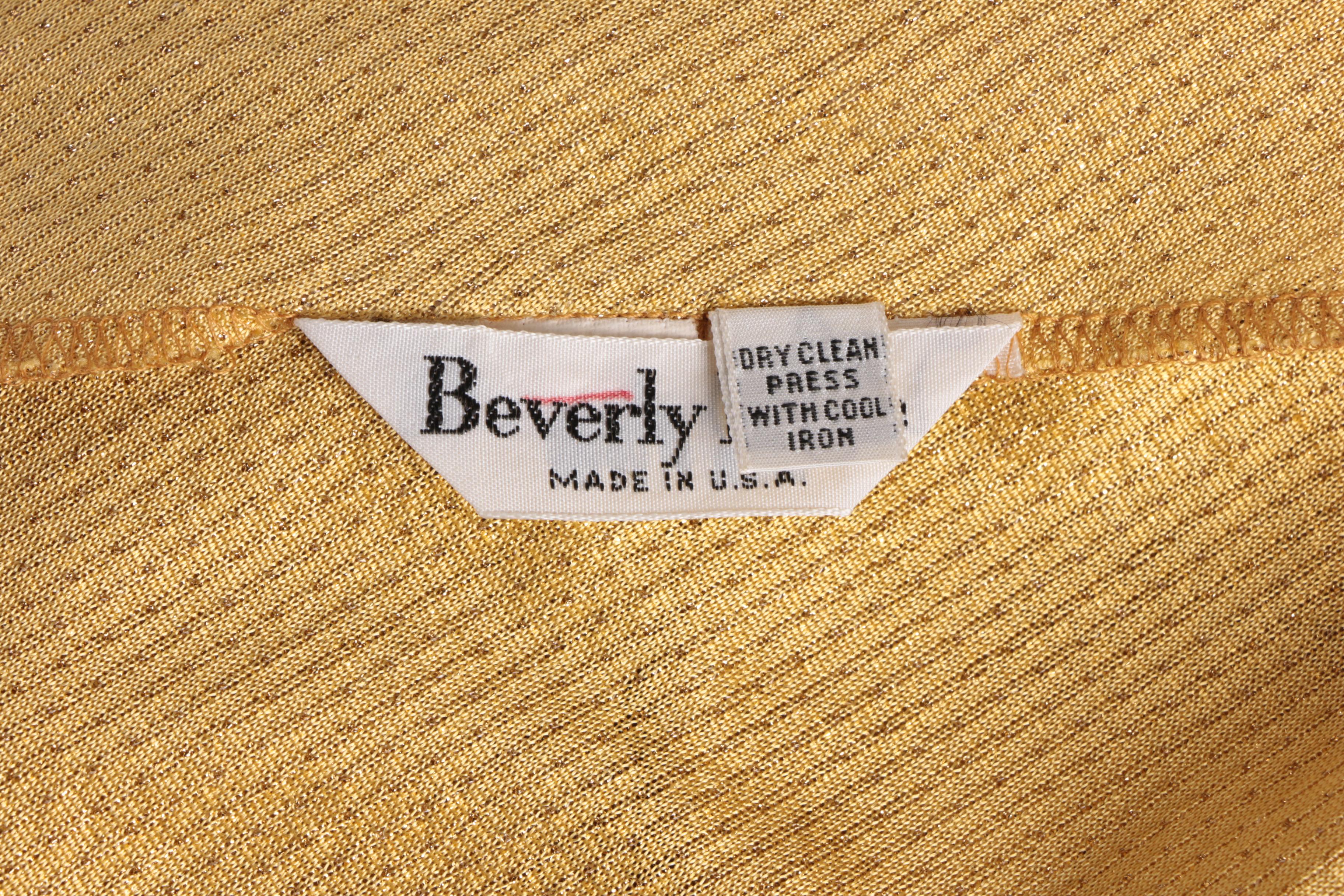 Circa 1970s Beverly Paige Metallic Gold Maxi Skirt and Wrap Blouse