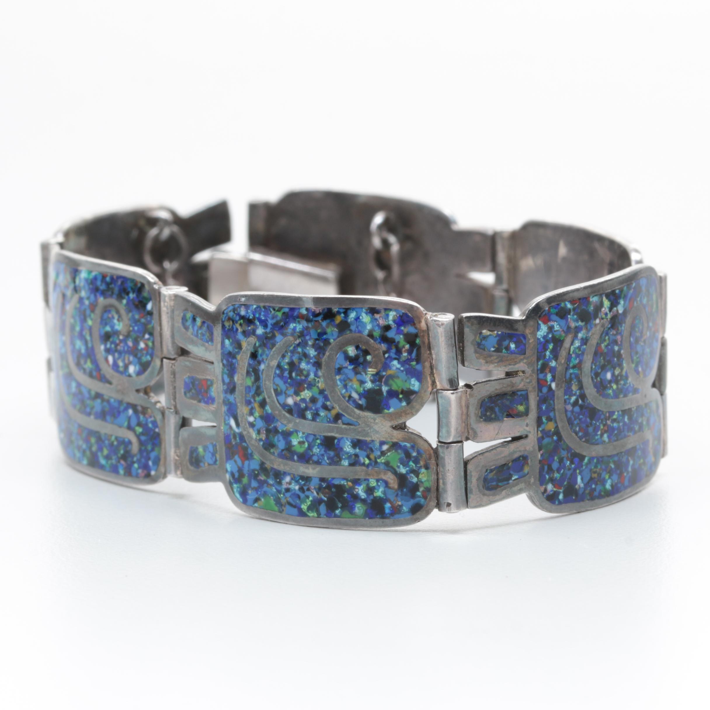 Margot de Taxco Sterling Silver Dichroic Glass Demi Parure