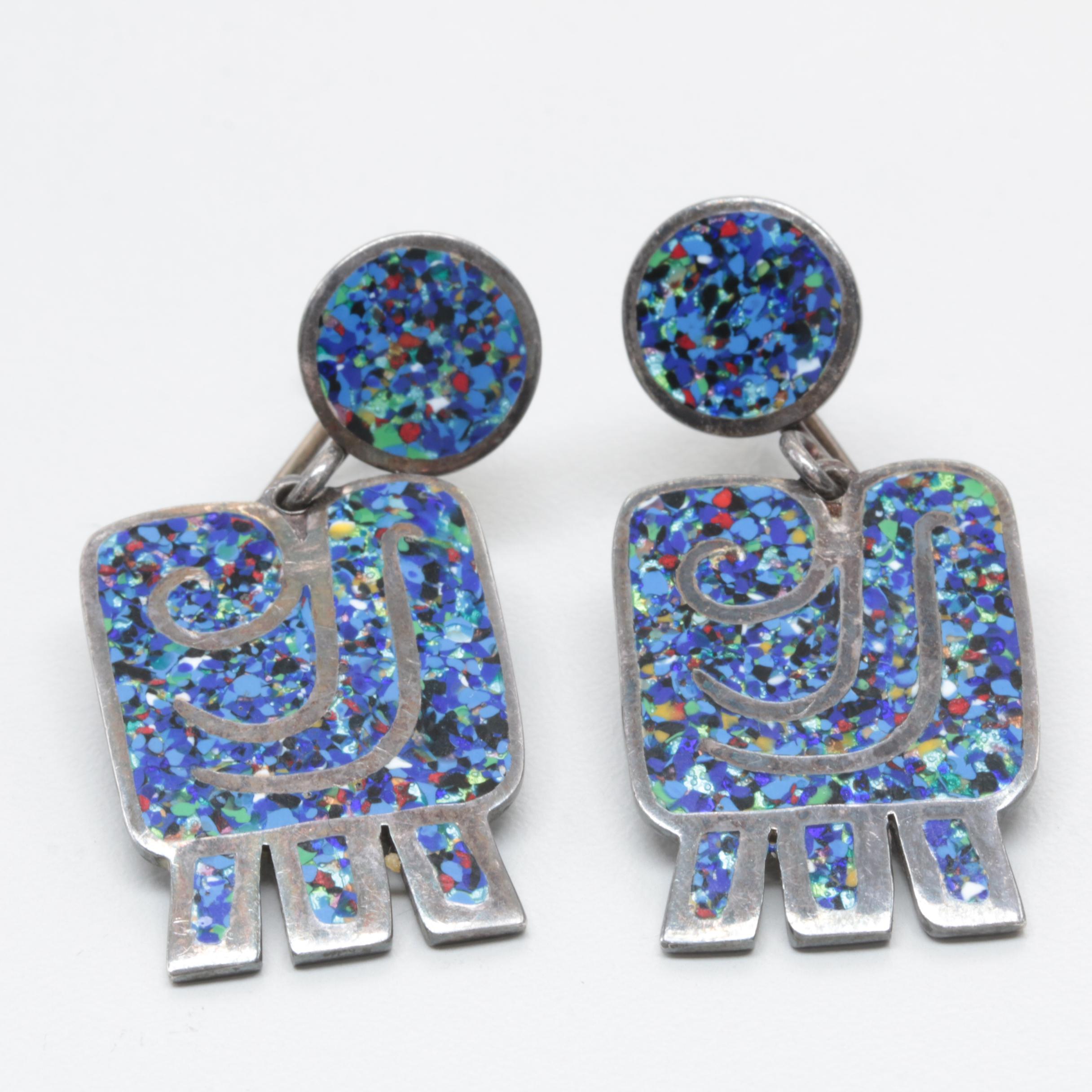 Margot de Taxco Sterling Silver Dichroic Glass Demi Parure