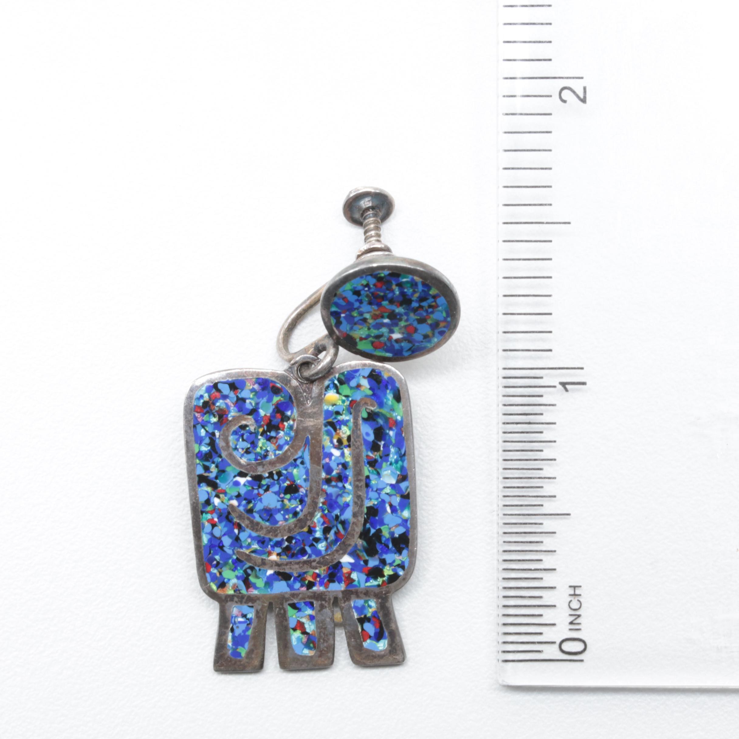 Margot de Taxco Sterling Silver Dichroic Glass Demi Parure