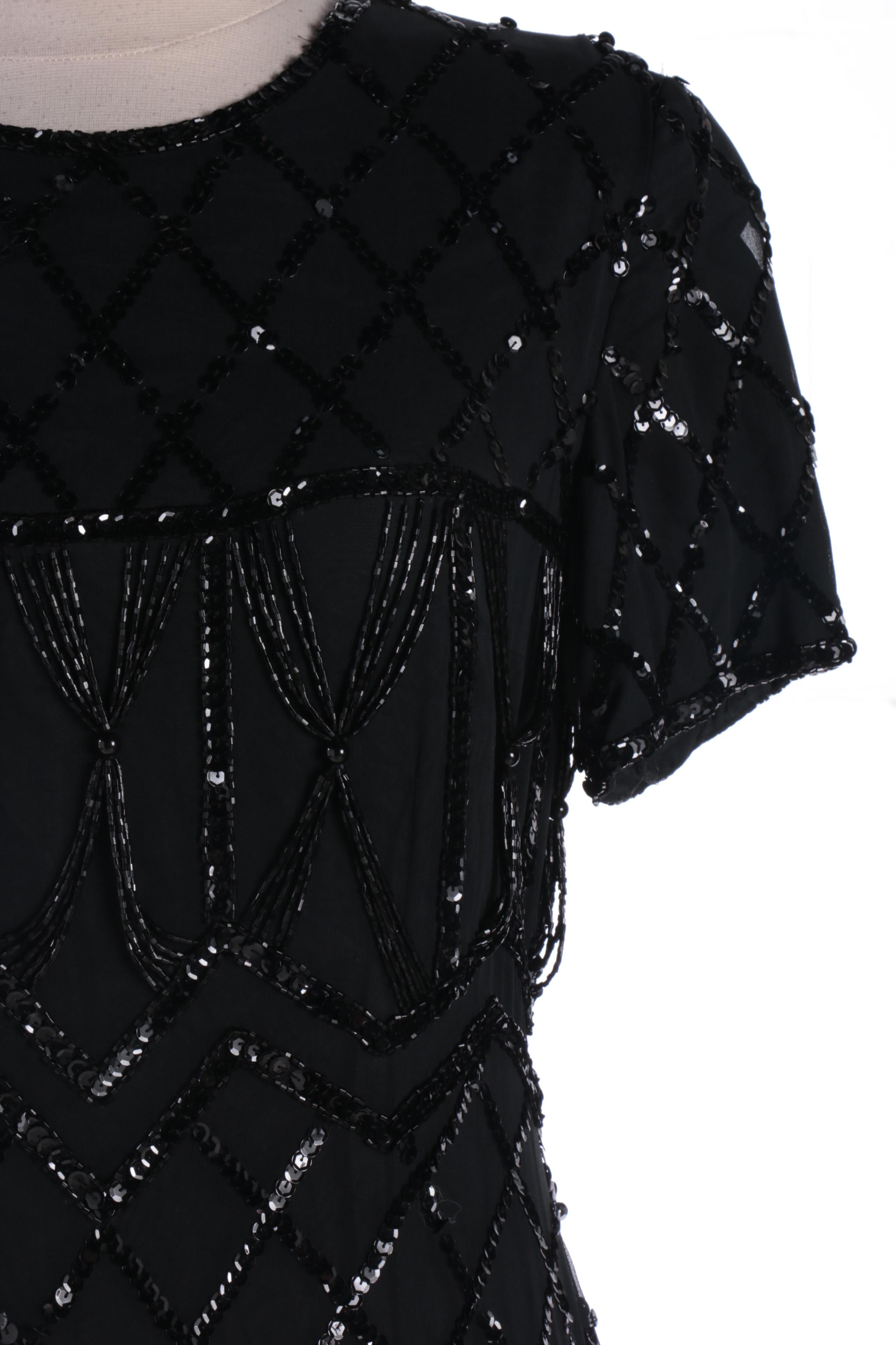 Frank Starr and A.J. Bari Black Silk Evening Dresses