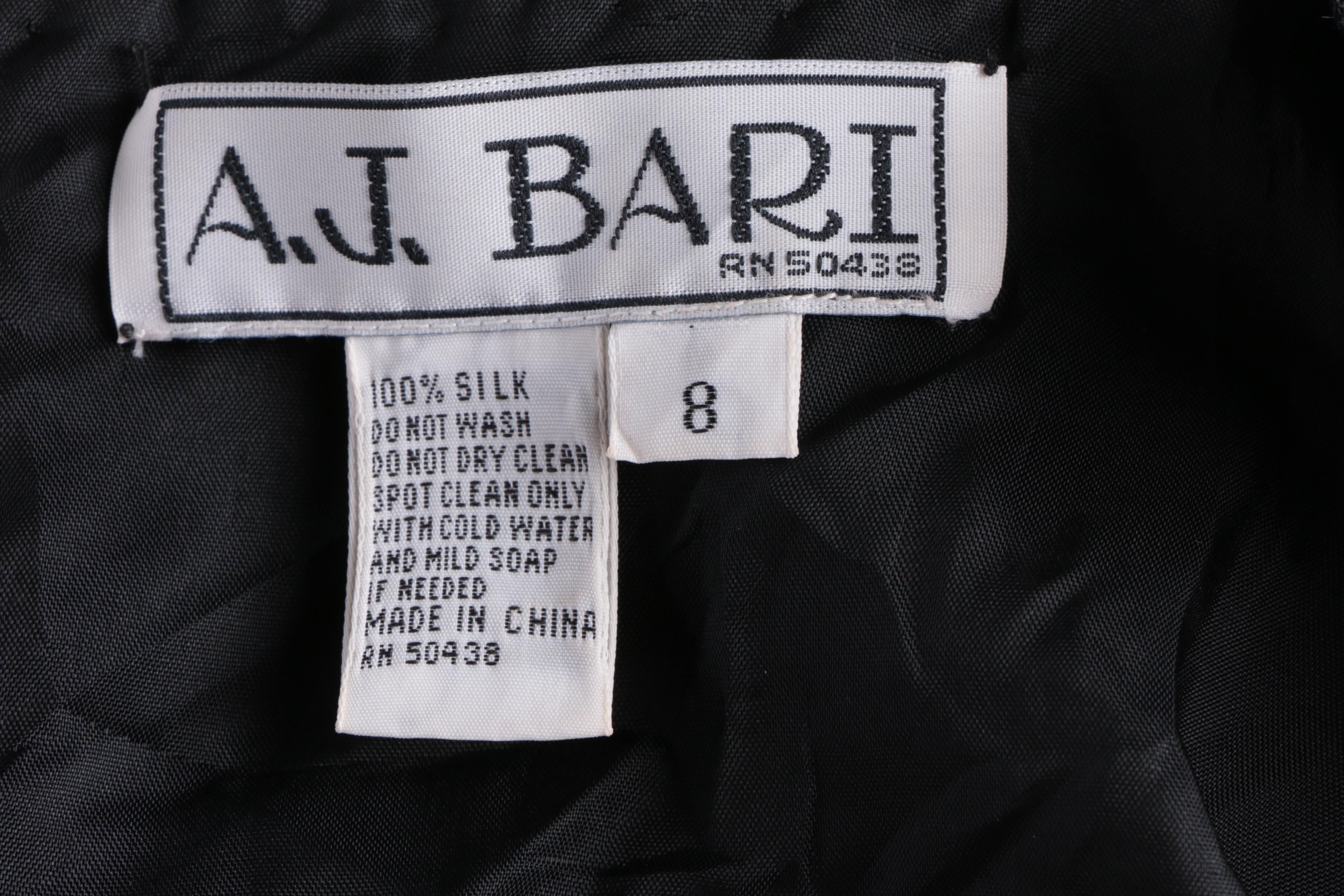 Frank Starr and A.J. Bari Black Silk Evening Dresses