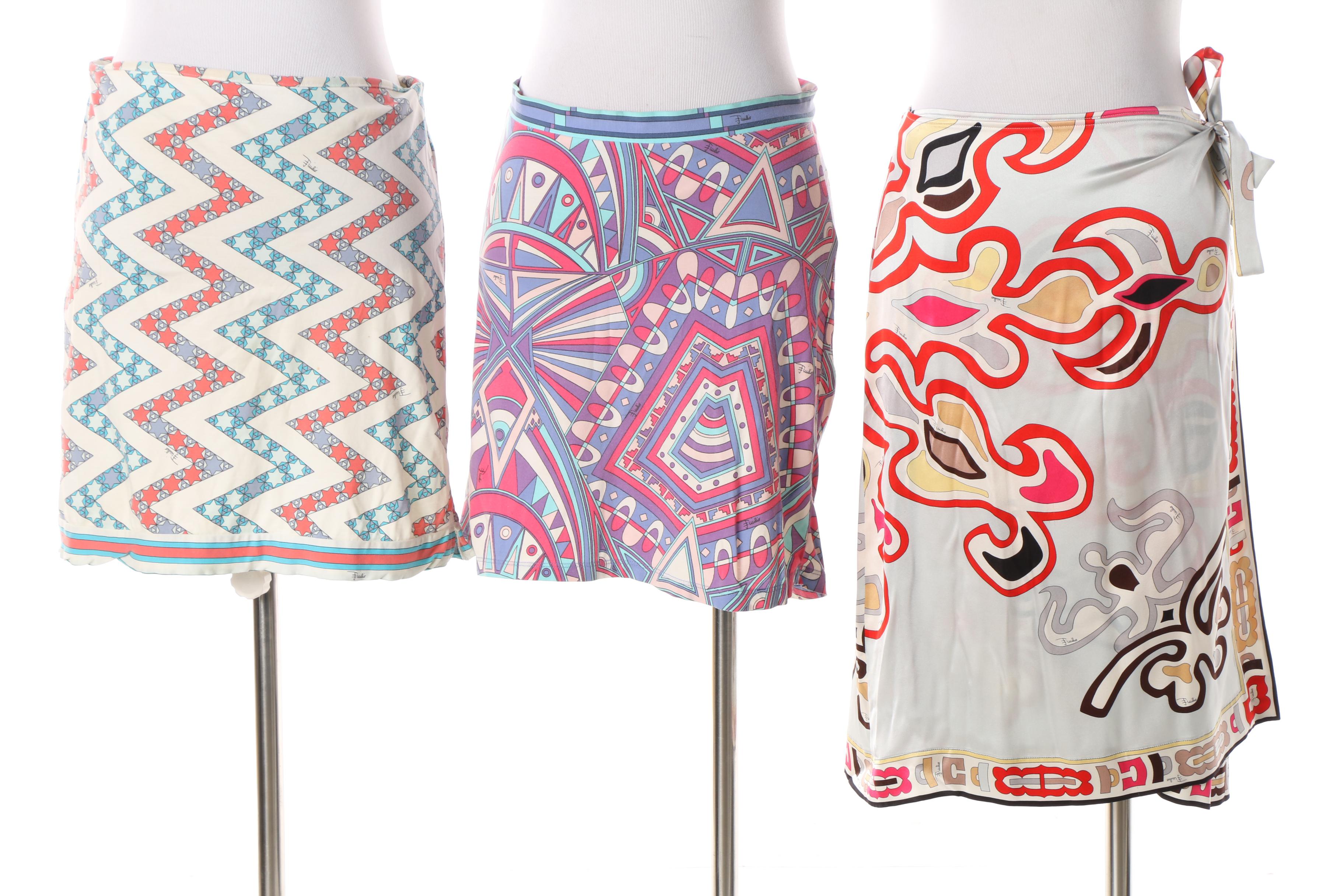 Women's 1960s Vintage Emilio Pucci Mini Skirts and Contemporary Silk Wrap Skirt