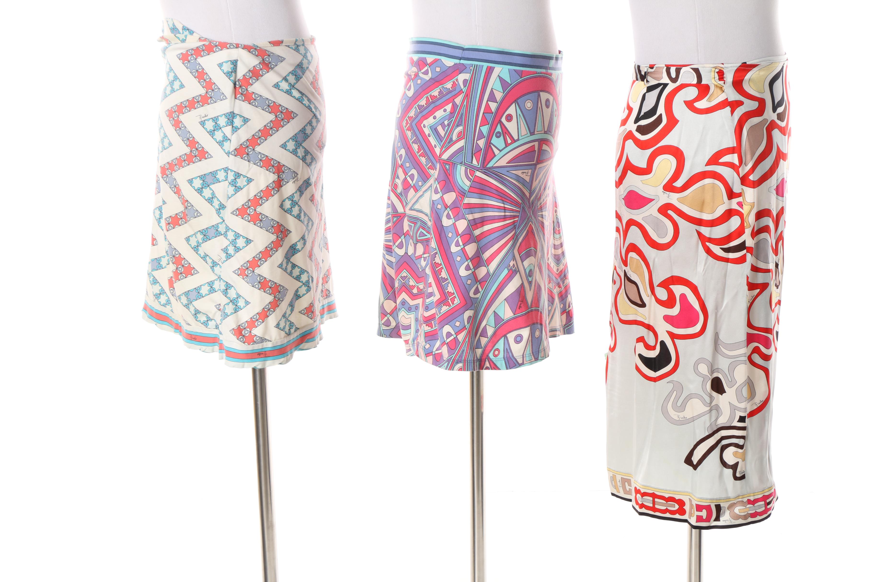 Women's 1960s Vintage Emilio Pucci Mini Skirts and Contemporary Silk Wrap Skirt