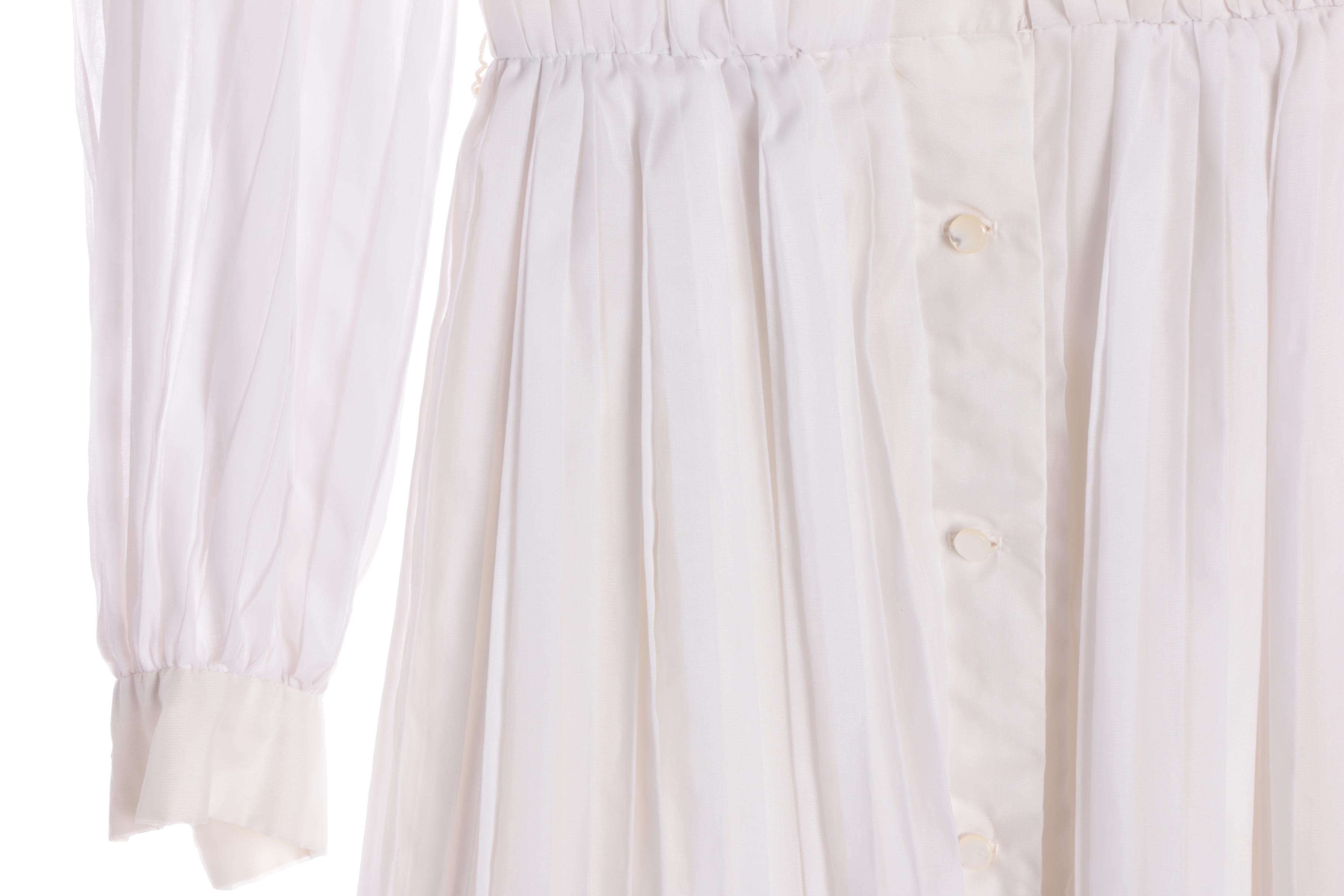 Women's 1960s Vintage White Cotton Pleated Day Dress