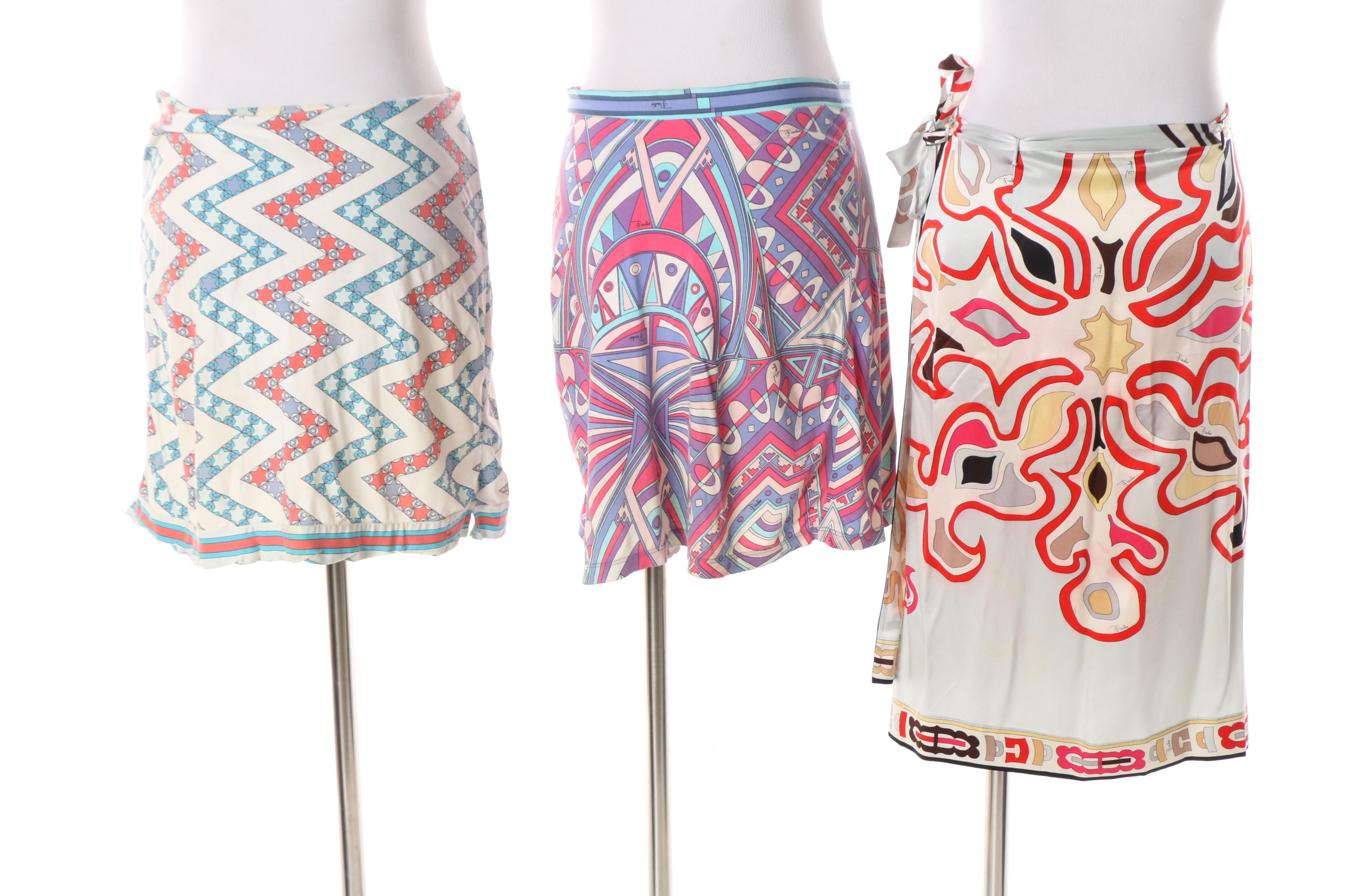 Women's 1960s Vintage Emilio Pucci Mini Skirts and Contemporary Silk Wrap Skirt