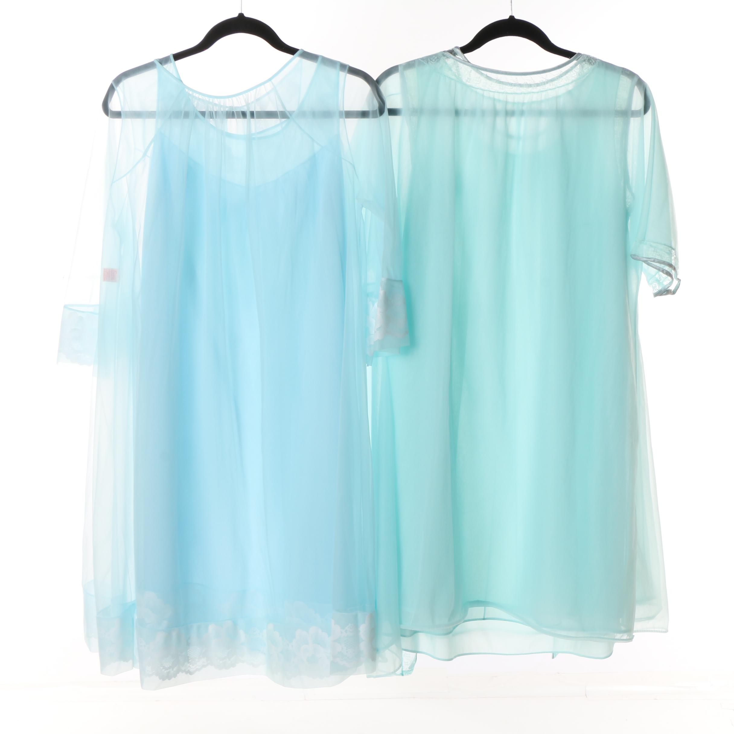 1940s-1960s Pastel Peignoir Sets Including Society, Hensend and Vanity Fair