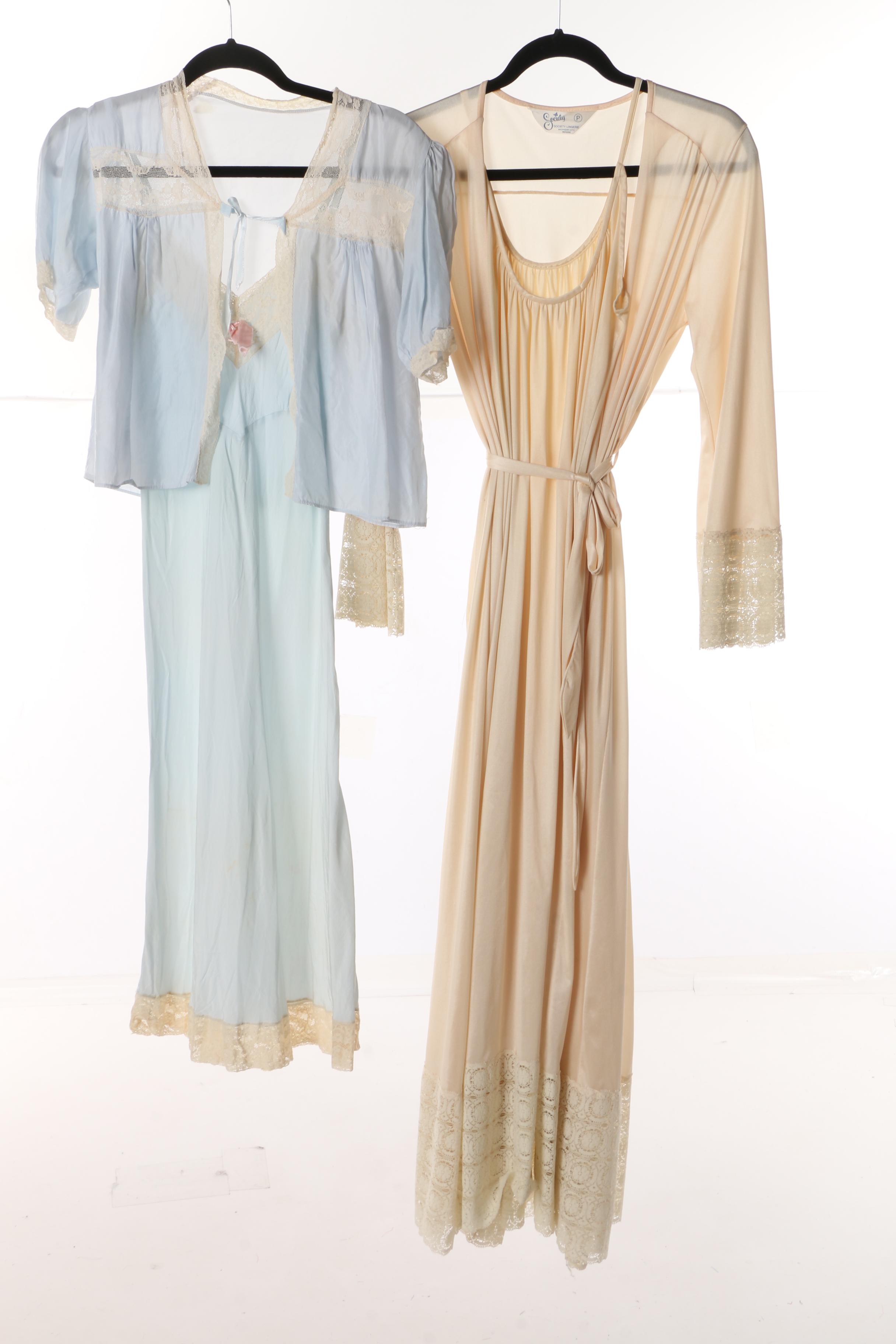 1940s-1960s Pastel Peignoir Sets Including Society, Hensend and Vanity Fair