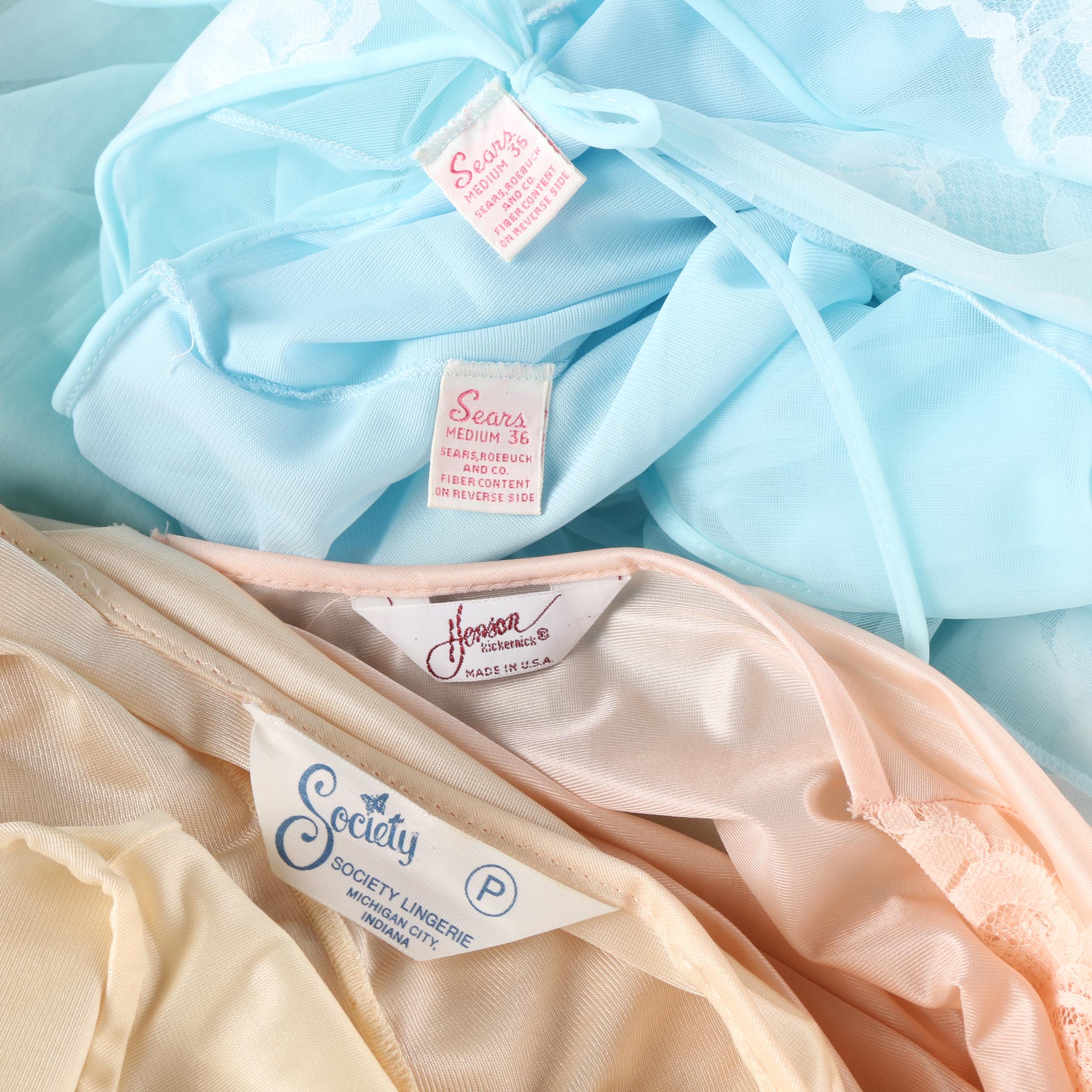 1940s-1960s Pastel Peignoir Sets Including Society, Hensend and Vanity Fair