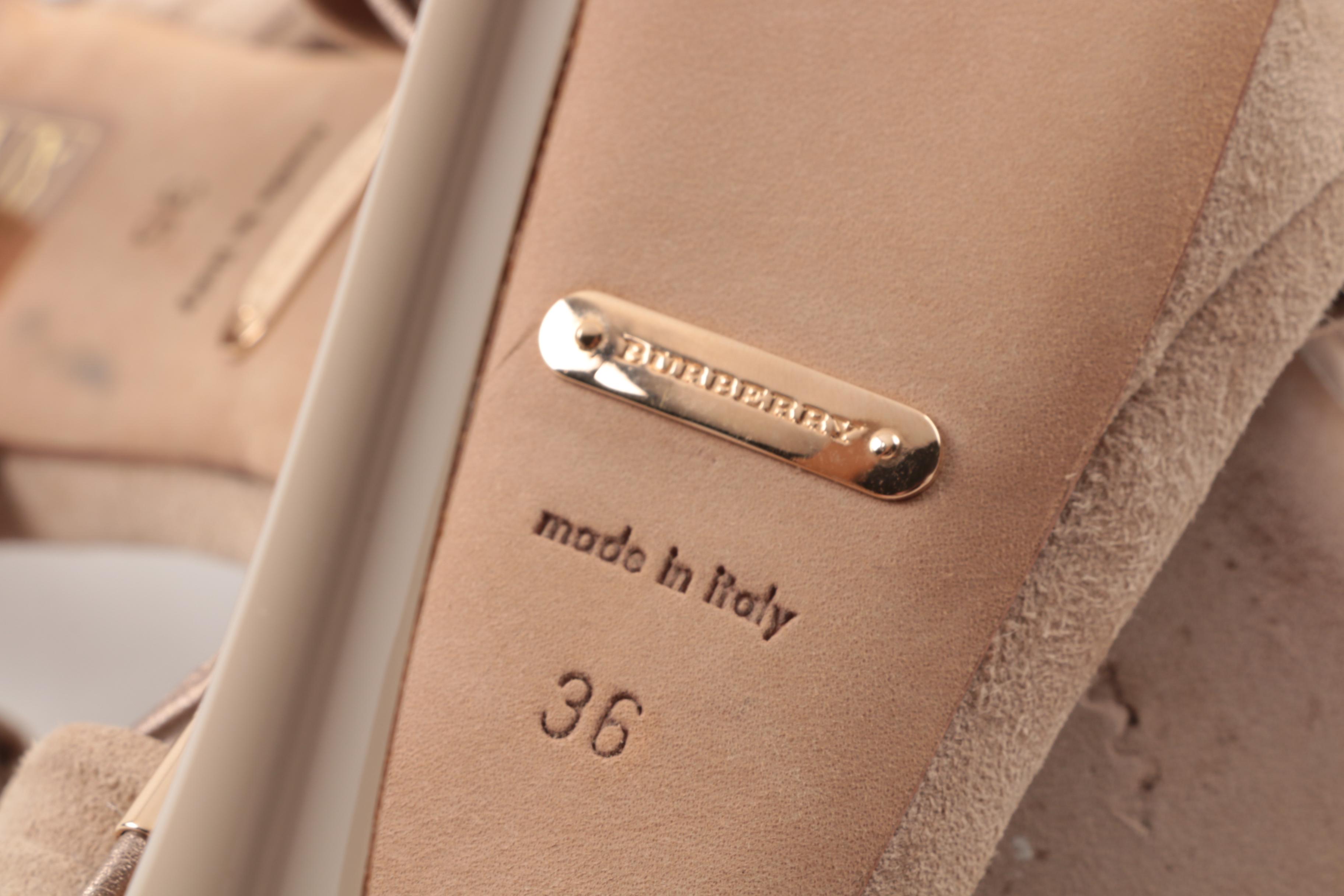 Burberry Lace-Up Taupe Suede Stiletto Heels