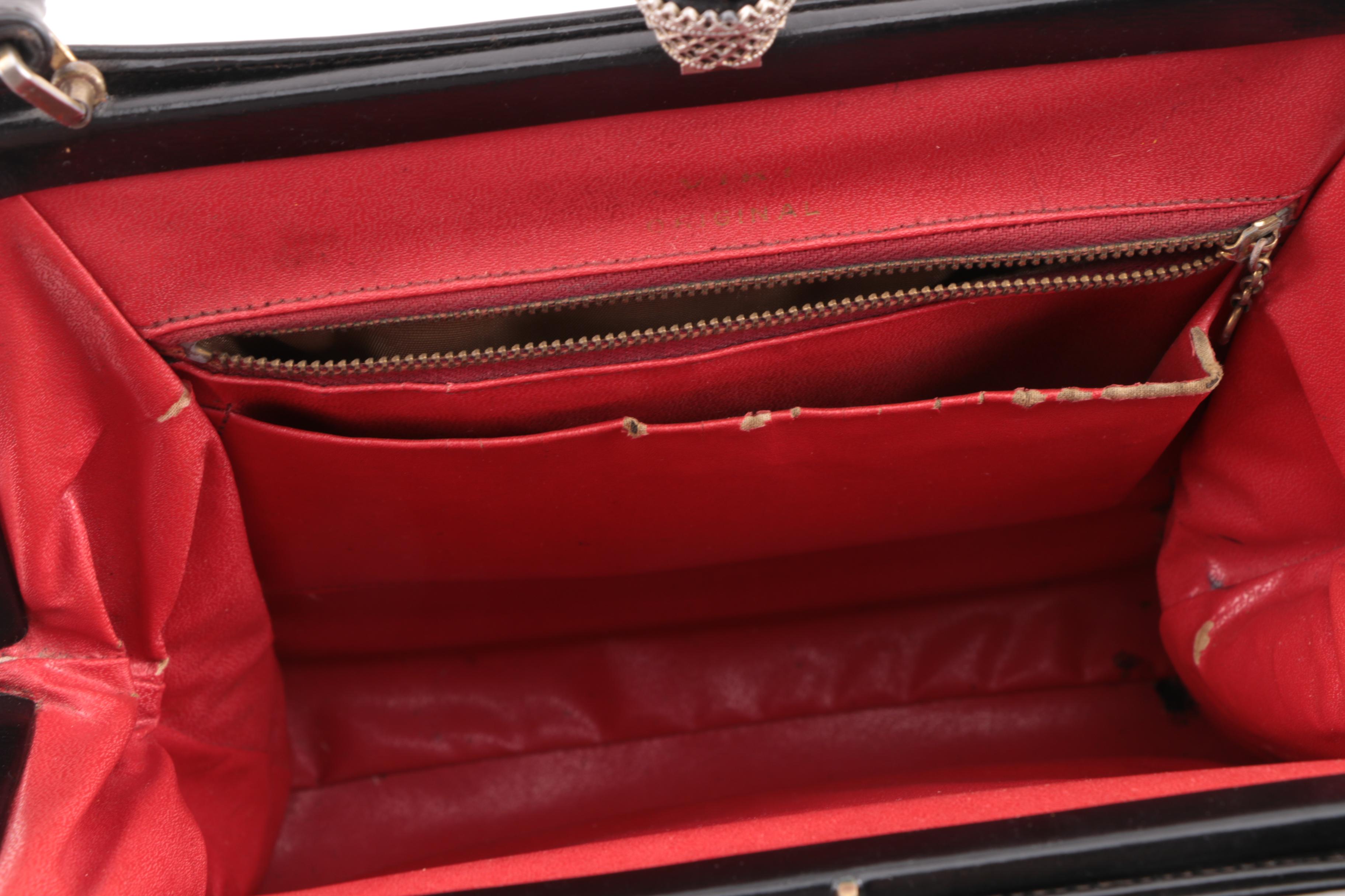 Mid-Century Leather Black Leather Handbags Including Bienen-Davis