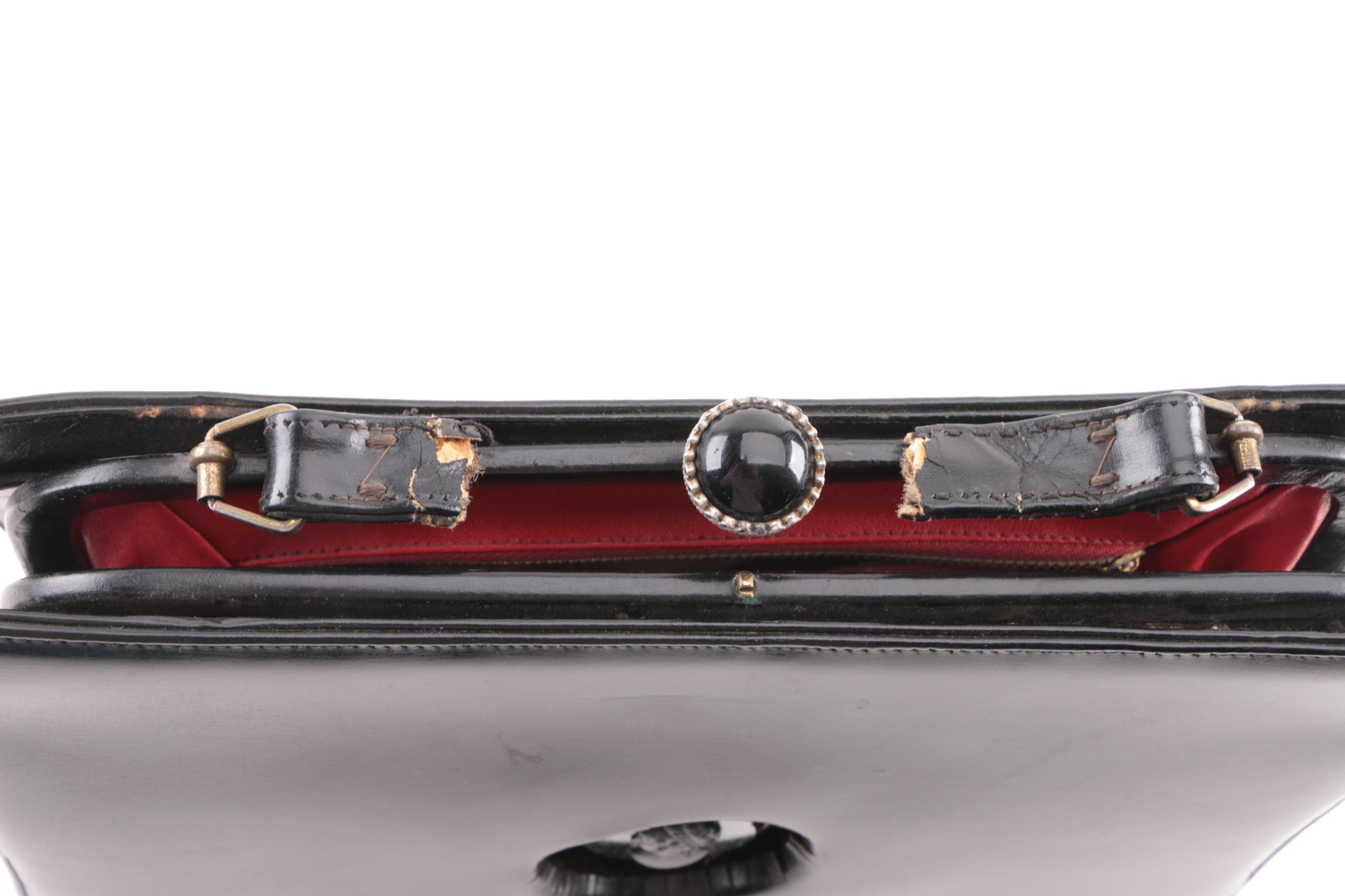 Mid-Century Leather Black Leather Handbags Including Bienen-Davis