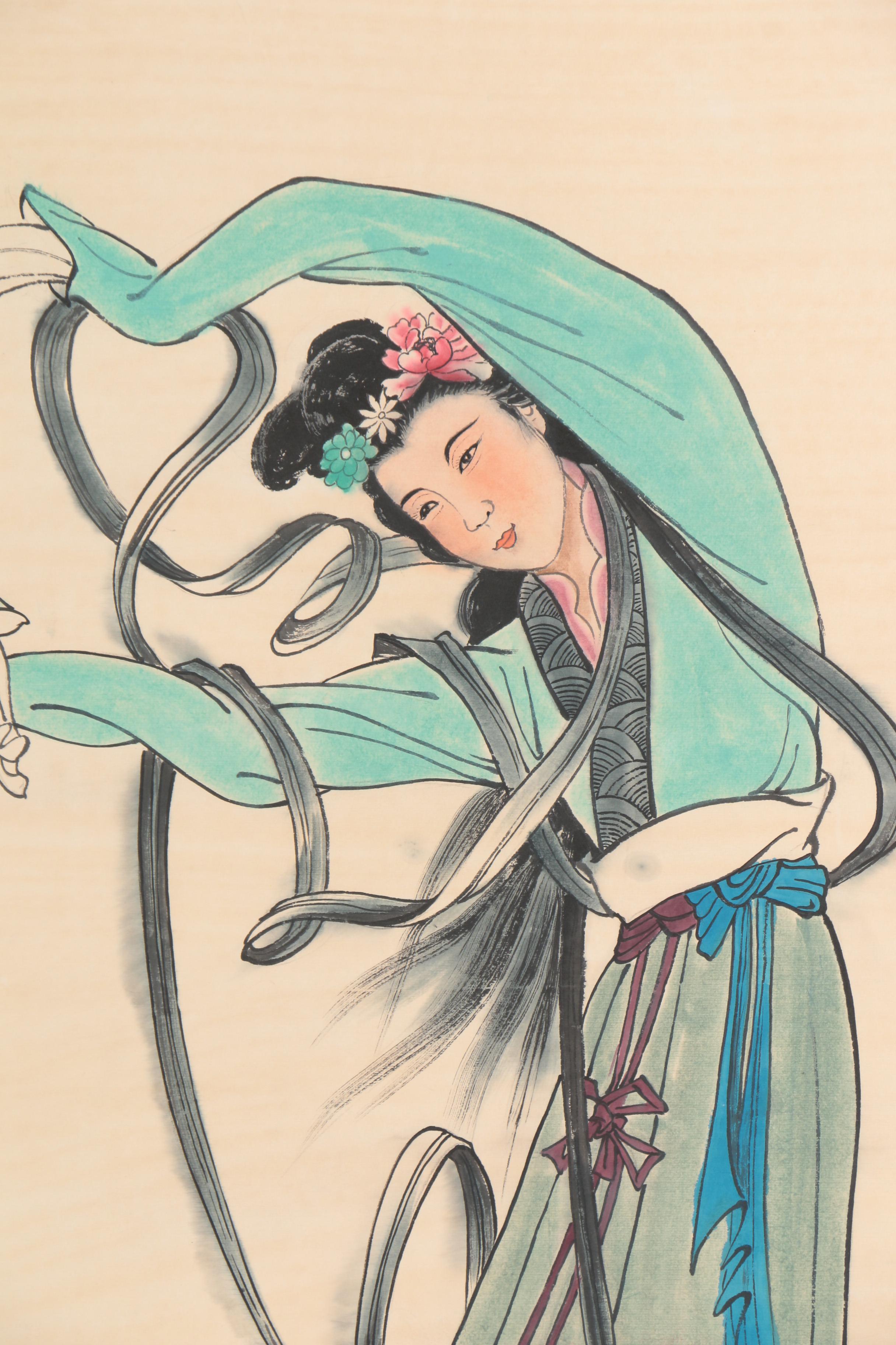 Bai Bohua Ink and Gouache Painting on Hanging Scroll