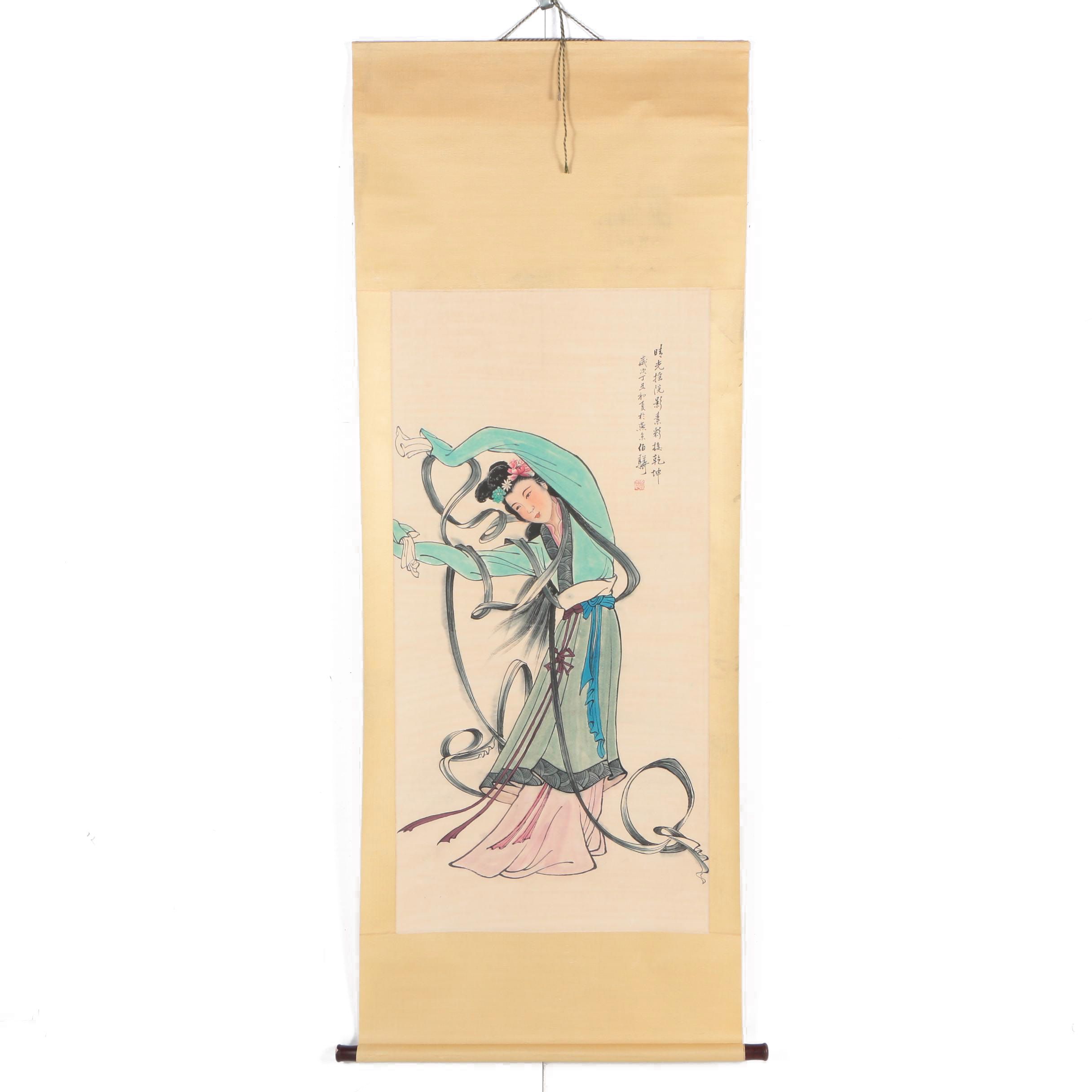 Bai Bohua Ink and Gouache Painting on Hanging Scroll