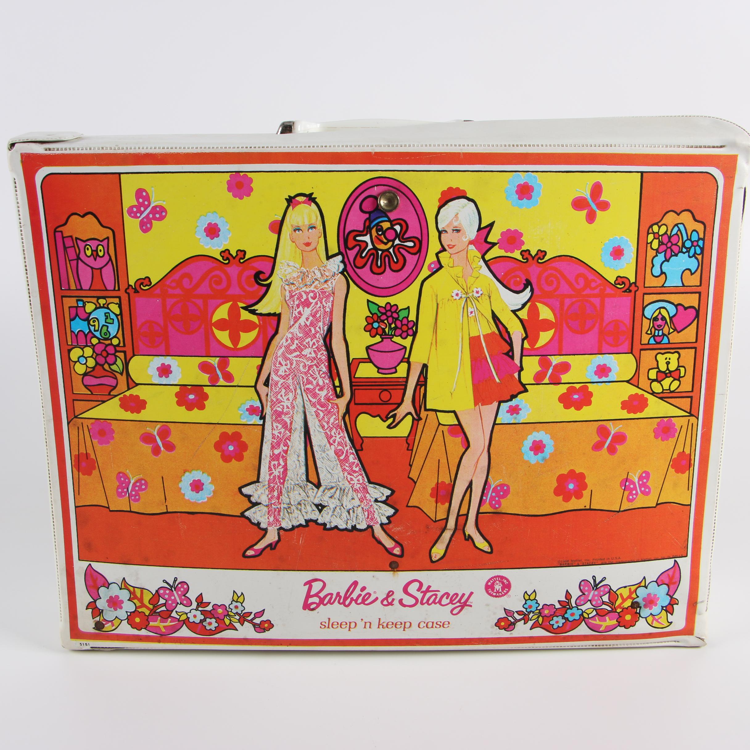 1960-70s Mattel Barbie and Friends Dolls and "Barbie & StaceySleep 'n Keep" Case