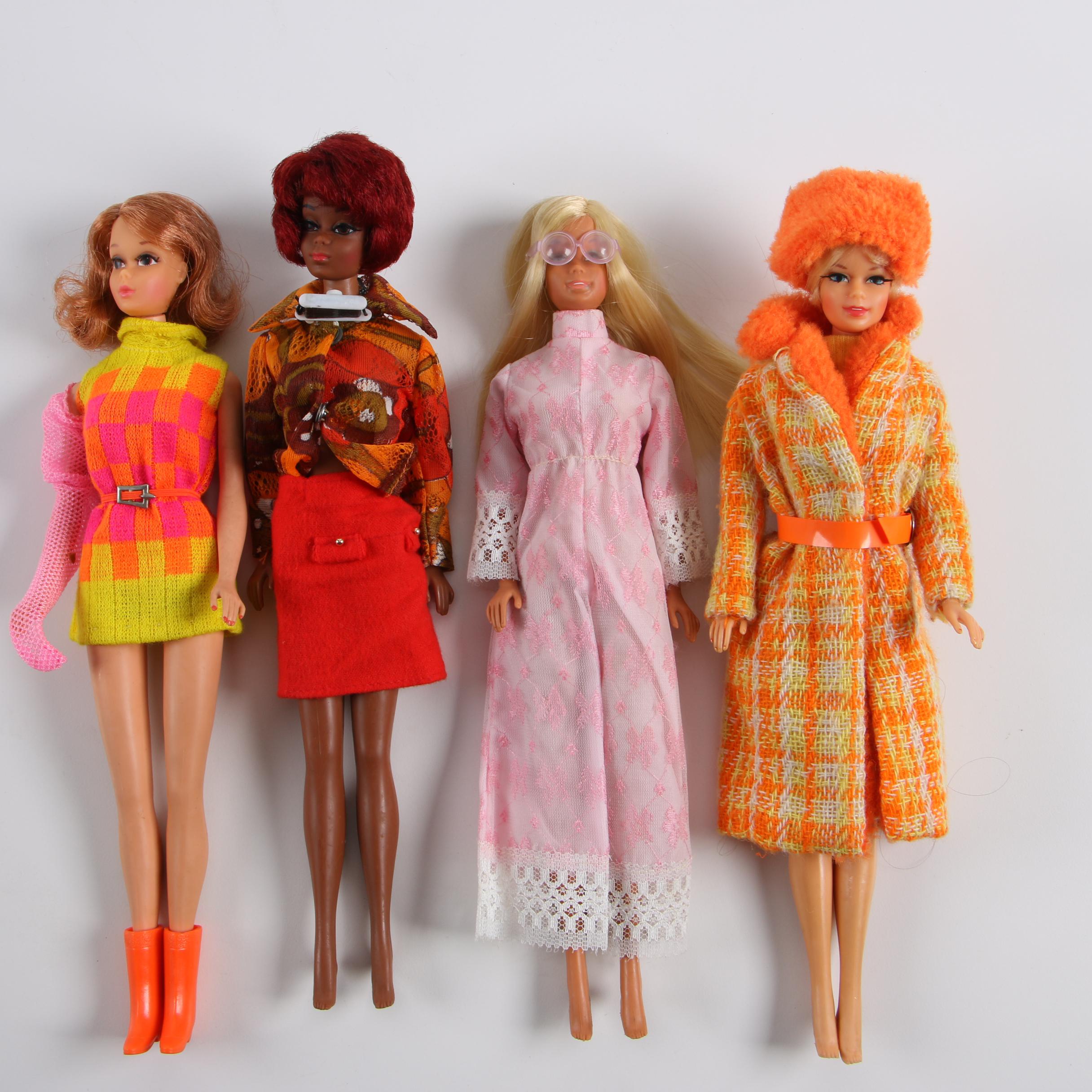 1960-70s Mattel Barbie and Friends Dolls and "Barbie & StaceySleep 'n Keep" Case