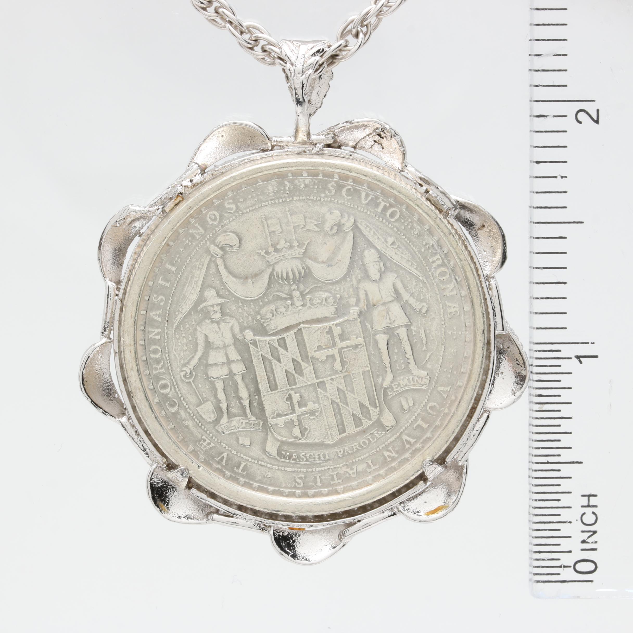 Sterling Silver Necklace with State of Maryland Bicentennial 960 Silver Medal
