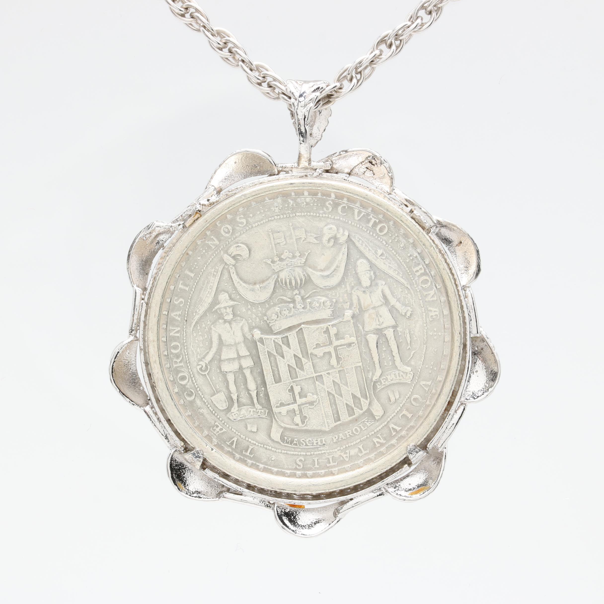 Sterling Silver Necklace with State of Maryland Bicentennial 960 Silver Medal