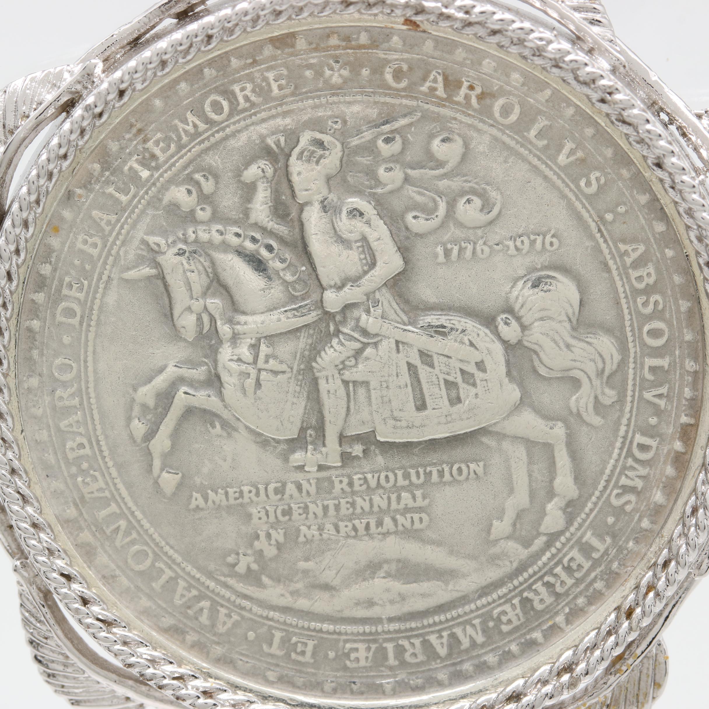 Sterling Silver Necklace with State of Maryland Bicentennial 960 Silver Medal
