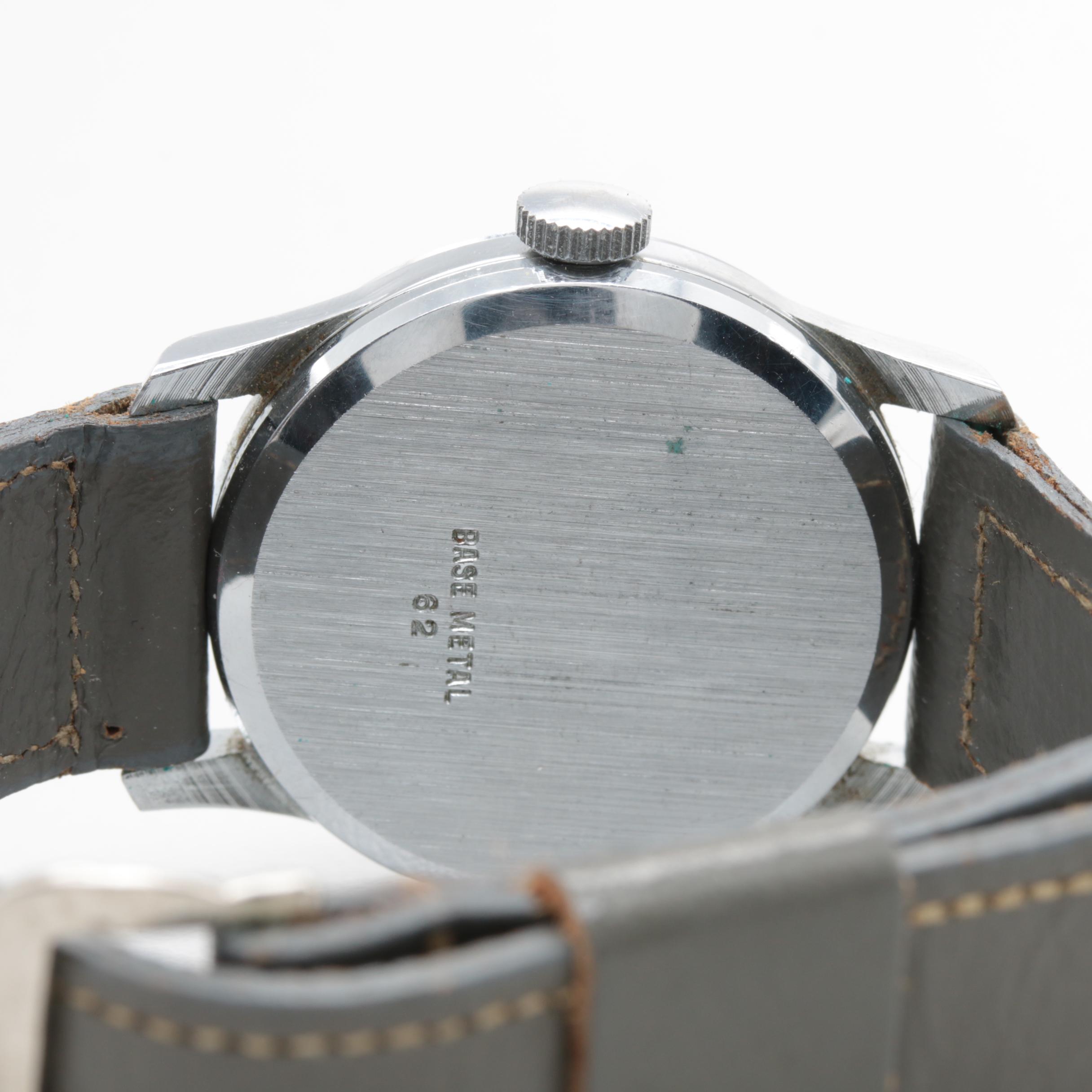 Bradley Mickey Mouse Silver Tone and Leather Analog Watch