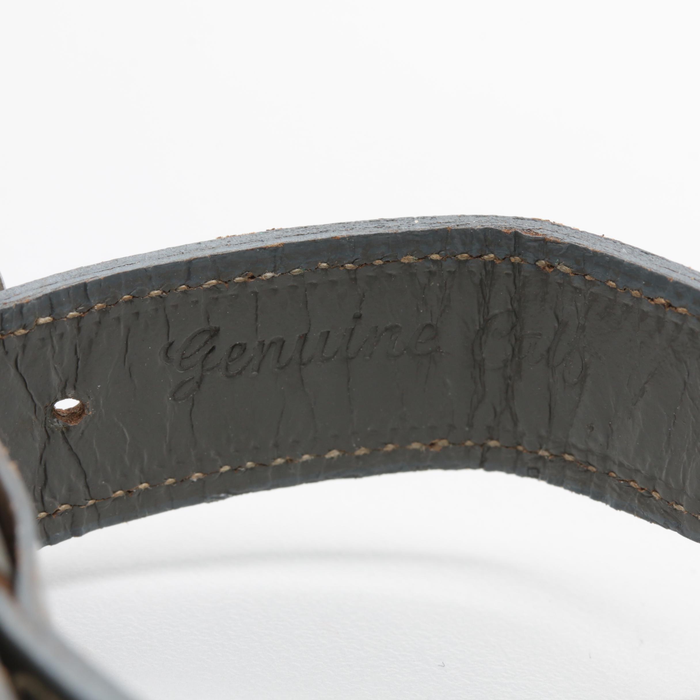 Bradley Mickey Mouse Silver Tone and Leather Analog Watch