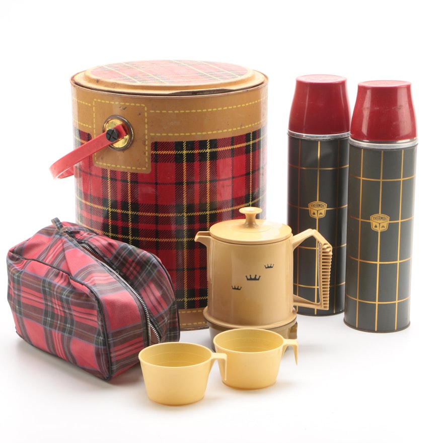 Thermos Brand Quart Size Metal Bottles, Coffee Peculator and More