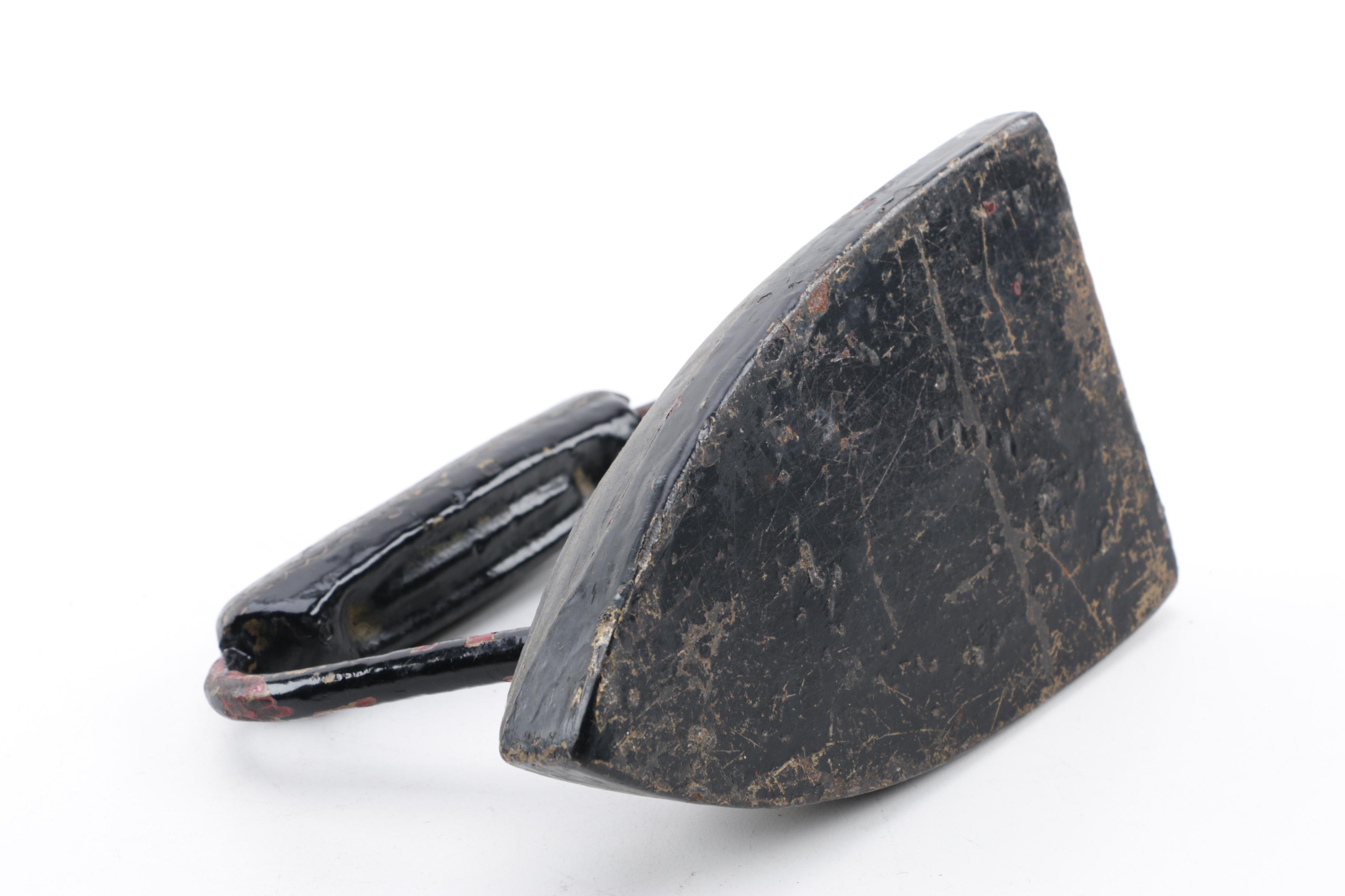 Reproduction Queen Cast Iron Miniature Stove and Vintage ACW Sad Iron