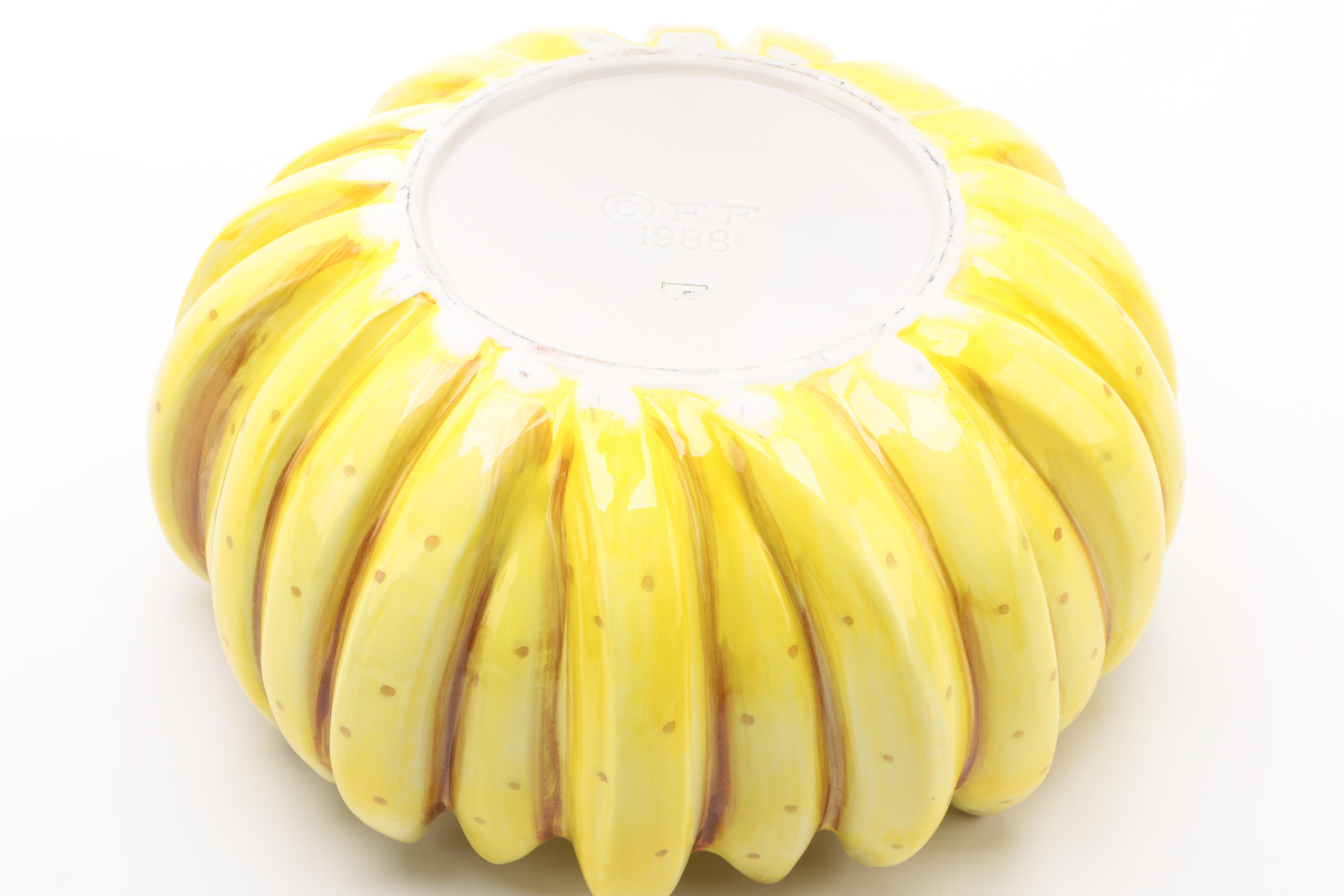 Fitz and Floyd Ceramic Fruit and Vegetable Motif Tableware w/ Spode Butter Dish