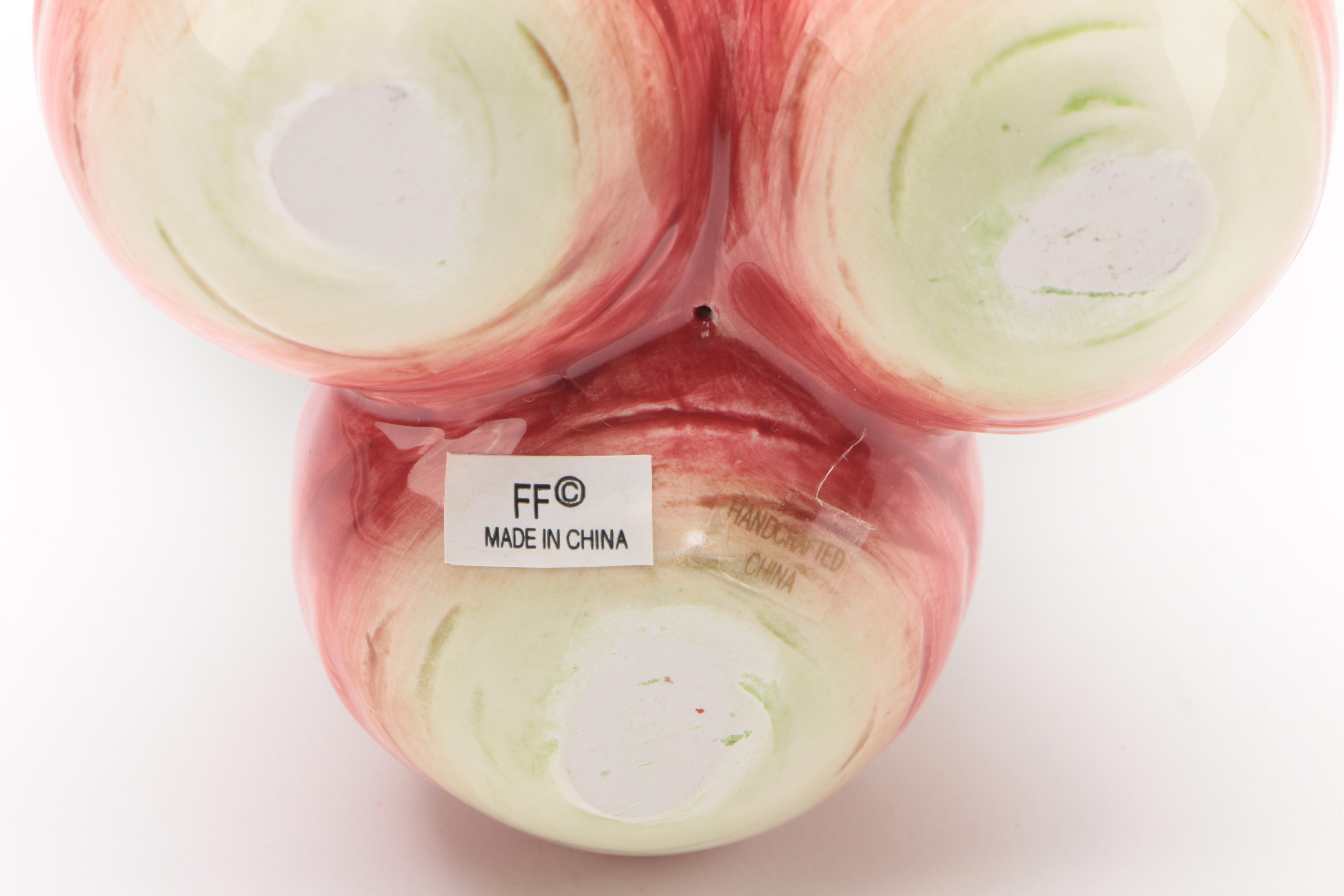 Fitz and Floyd Ceramic Fruit and Vegetable Motif Tableware w/ Spode Butter Dish