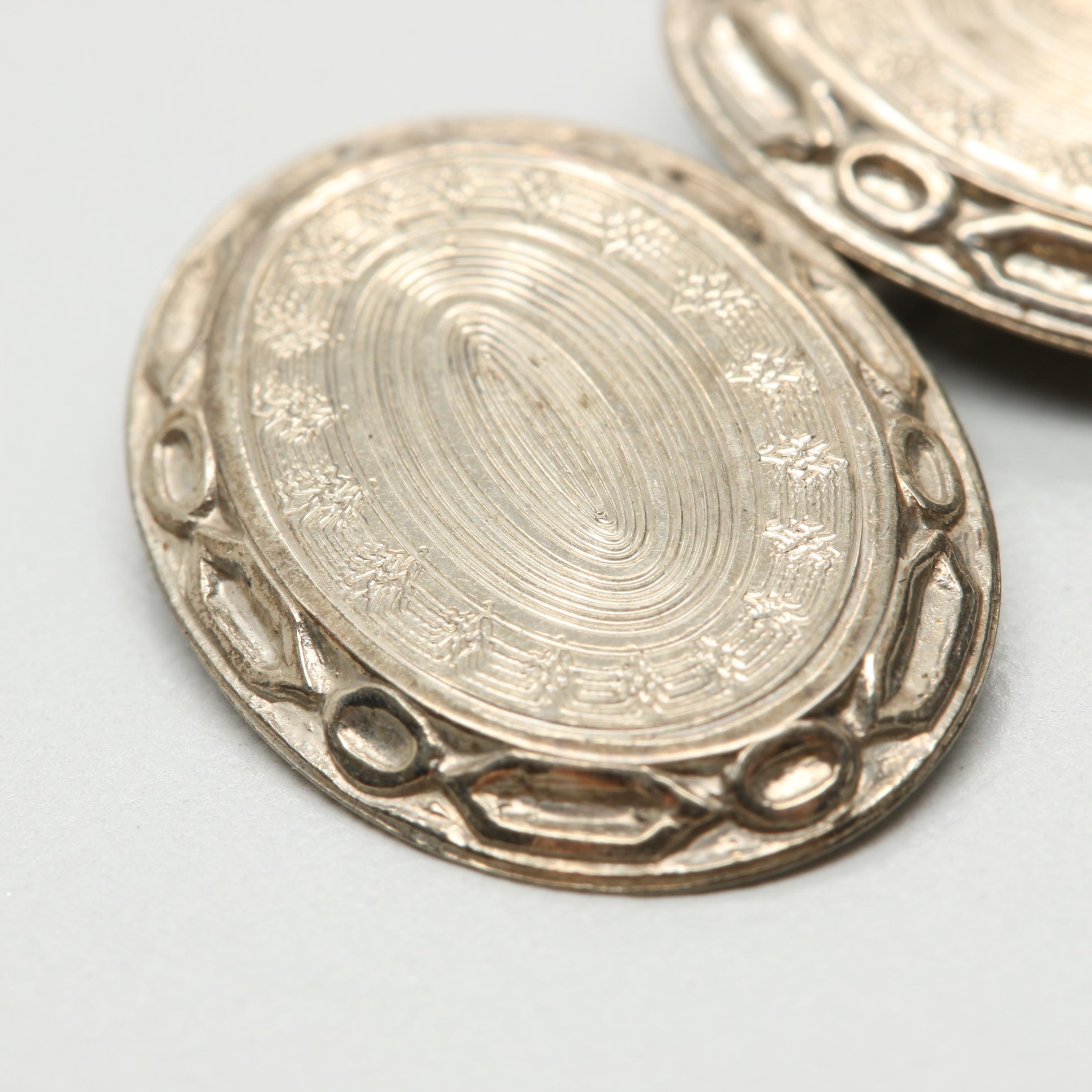 Early 1900s Basset Jewelry Co. 10K White Gold Cufflinks